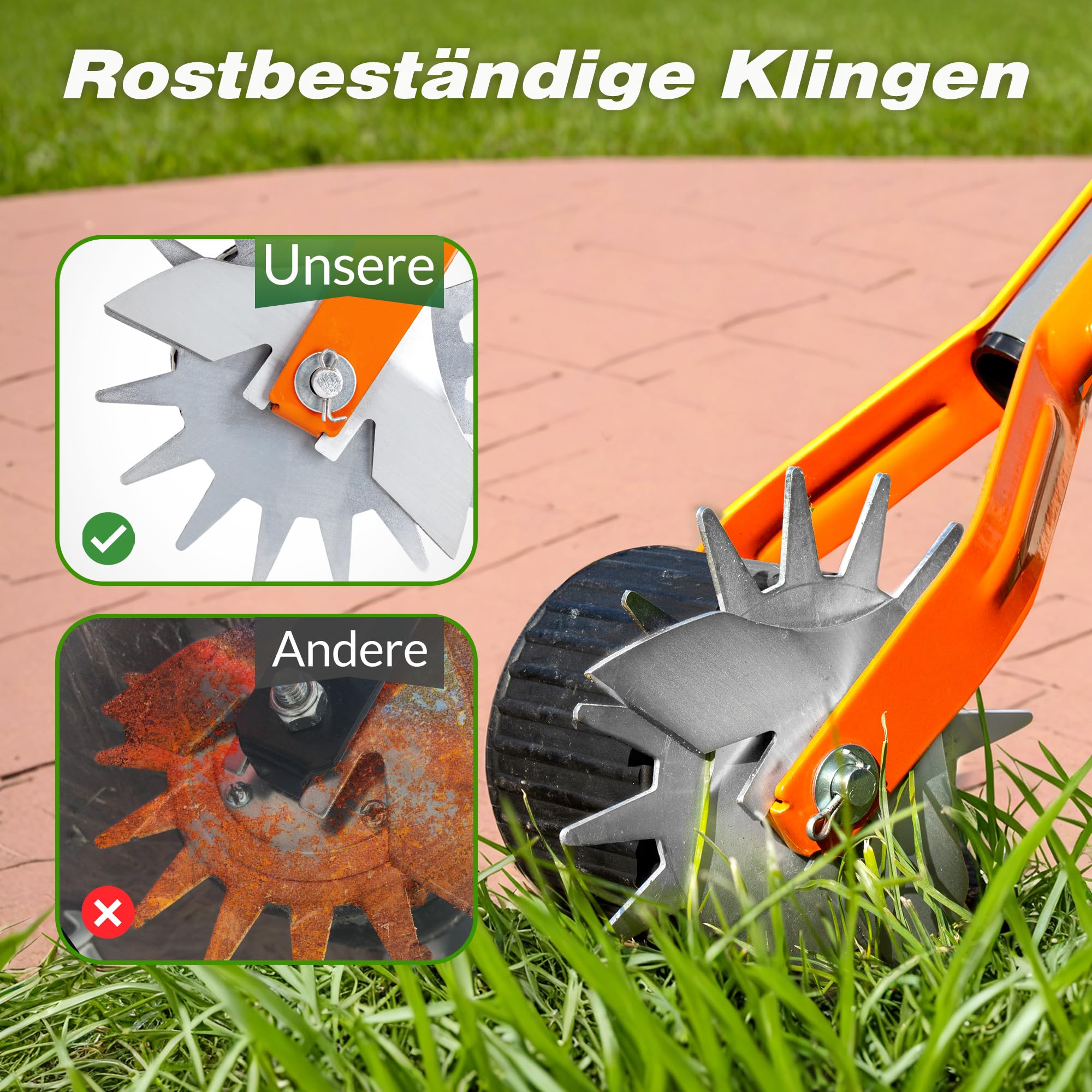 Walensee Rad-Rotationskantenstecher, 177 cm Hand-Rasenkantenstecher mit verstellbarem Edelstahlgriff, Gras- und Unkrautkantenstecher mit gepolstertem Griff für Garten, Gehwege und Einfahrten