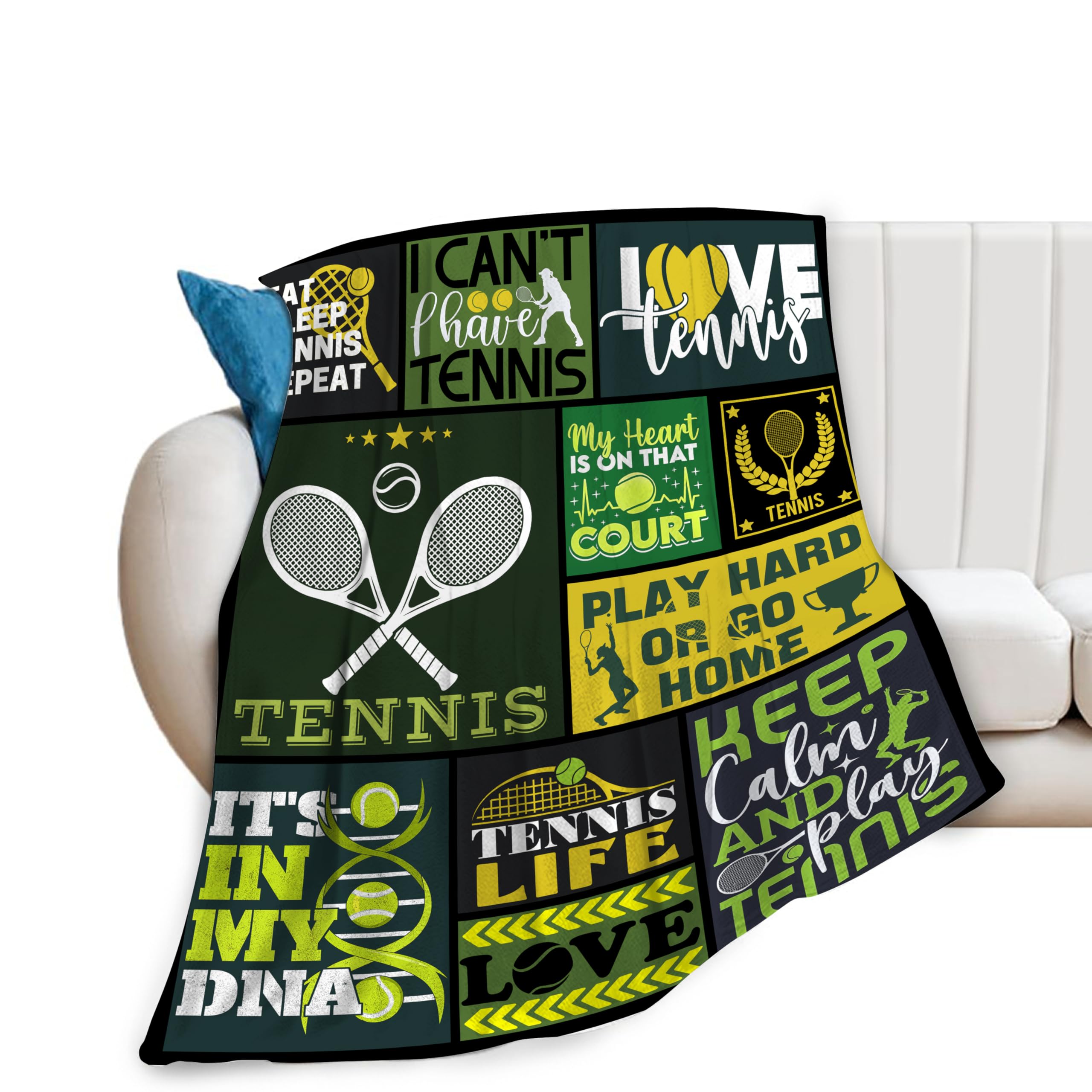 banonaty Tennis Blanket Sport Throw Blanket Cozy Fleece Flannel Plush Bedding Tennis Gifts for Women Men Lover Coach Boys Girls Youth Adult Stuff Plush for Couch Sofa Bed Decor 40"X50"