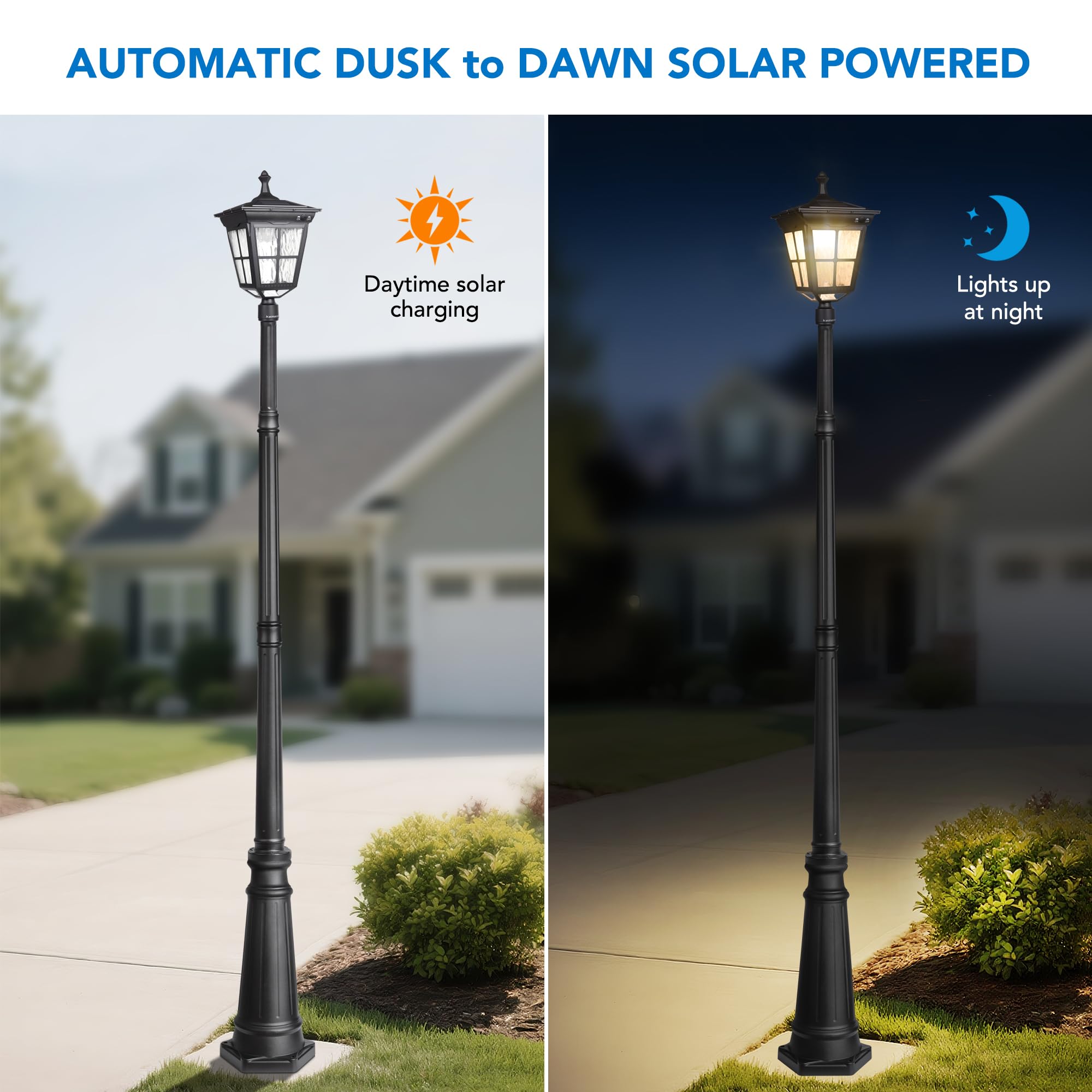 Kemeco Solar Post Light, ST4311AC Dusk to Dawn Outdoor Bright Post