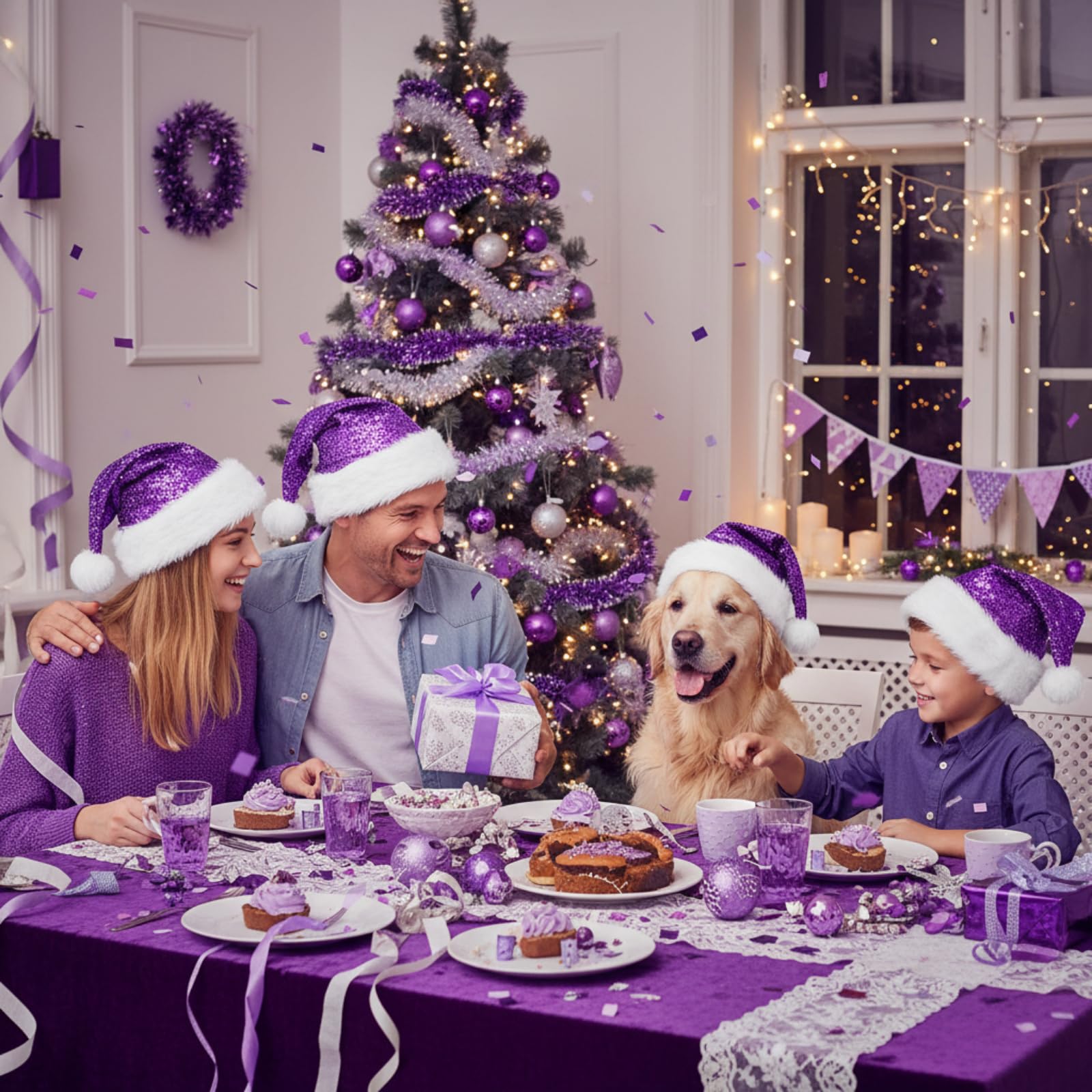SATINIOR Lot de 2 chapeaux de Père Noël unisexe en tissu avec doublure confortable et bord en peluche pour adulte