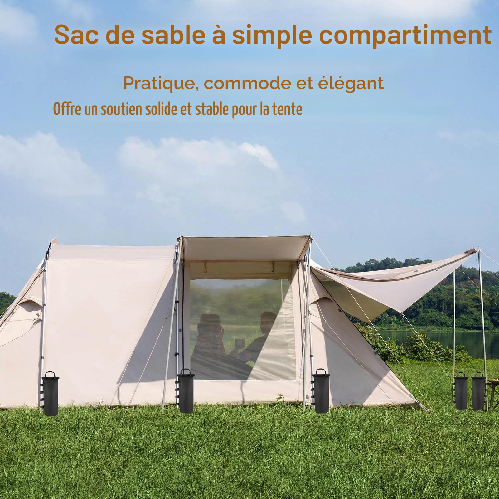 Sac de Lestage pour Tonnelle Poids pour Lot de 8 Sac Lestage Epaissir pour Pied de Tonnelle,pour Auvent,Tente (Oxford 800D-50 * 15cm-NOI)