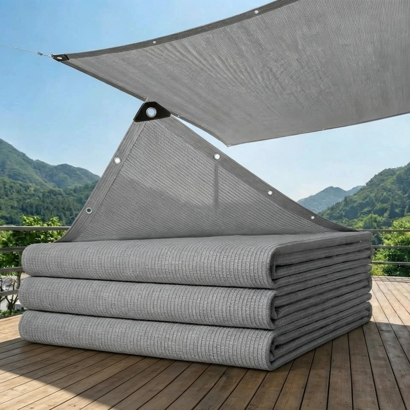 Filet protection solaire 2x7m pour éliminer la chaleur du soleil sur terrasse et balcon exposé