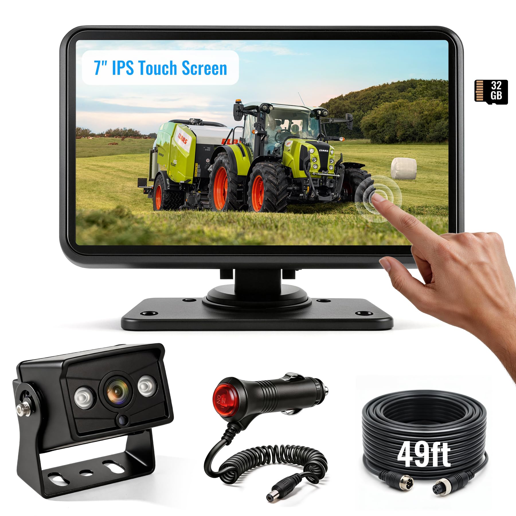 HEECOOMI 1080P wired backup camera system with 7 inch IPS touchscreen