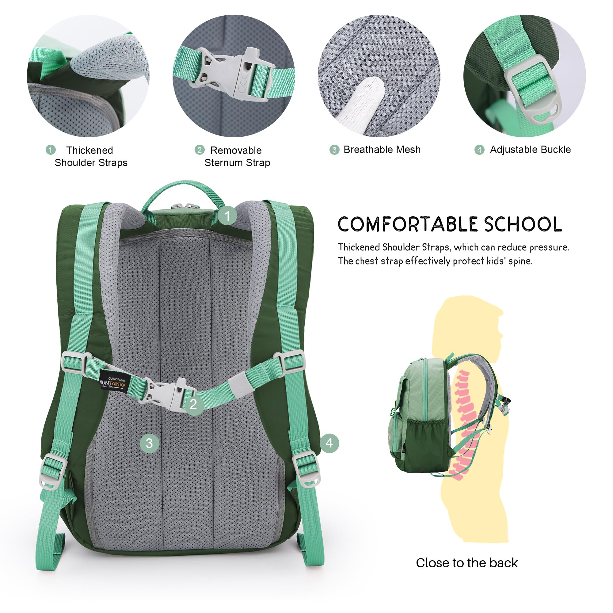 MOUNTAINTOP Sac à dos pour enfant fille garçon Sac à dos d'école pour fille garçon Sac d'école pour l'école 20 l