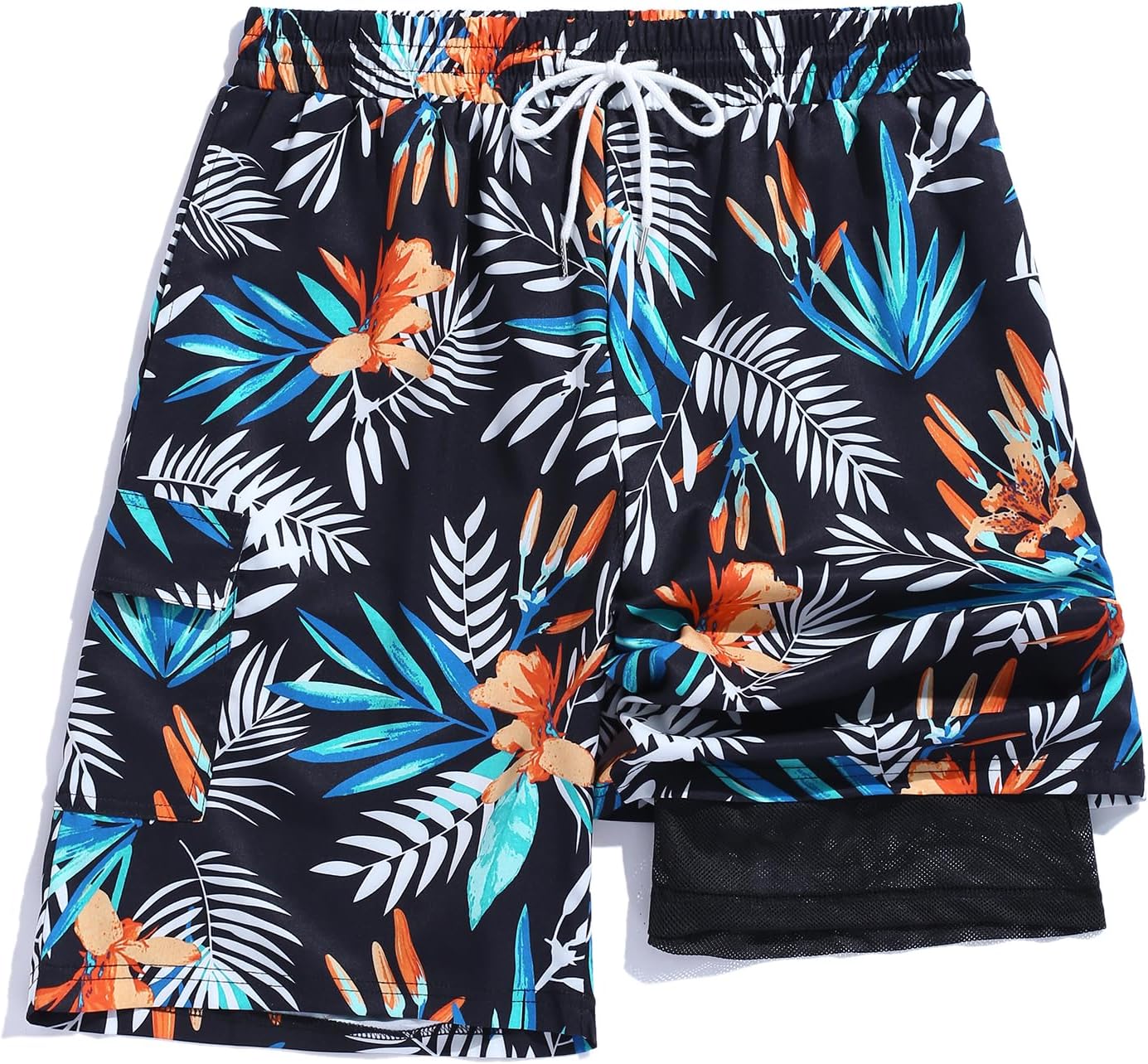 ZAFUL Mens Swim Trunks Quick Dry Swim Shorts Pocket Mesh Lining 2 in 1 Board Short Bathing Suit Elastic Waistband Swimwear