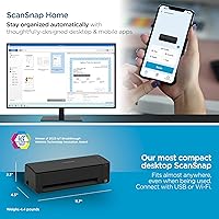 Vista 4 de ScanSnap iX1300 Compacto Escáner Inalámbrico o USB de Doble Cara Color para Documentos, Fotos y Recibos con Alimentador Automático de Documentos