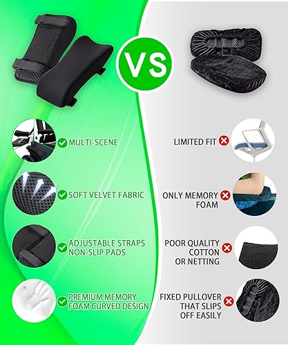 Miniatura 6 de Almohadillas ergonómicas para reposabrazos de silla de oficina, cojín de espuma viscoelástica, adecuadas para sillas de juegos, sillas de ruedas y