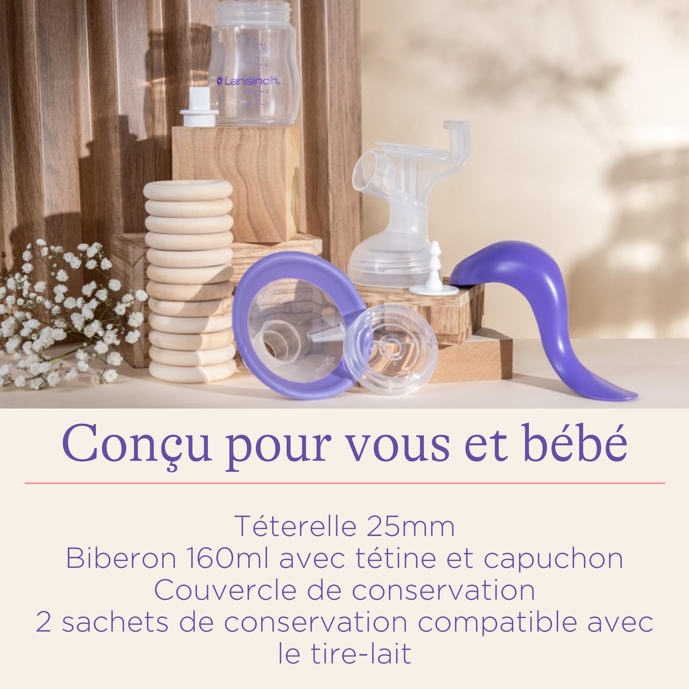 Lansinoh Tire-lait Manuel – Expression du Lait Maternel Sans Pile ni Branchement – Système Bi-Phase Stimulation & Expression – Téterelle ComfortFit – Léger, Discret, Utilisation à Une Main