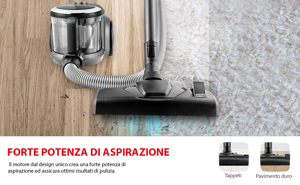 TOSHIBA VC-BL070C Aspirapolvere Senza Sacco Con Filtro HEPA E Contenitore 1,8L, Asta Telescopica E 5 Accessori Per Pulizia Totale Della Casa