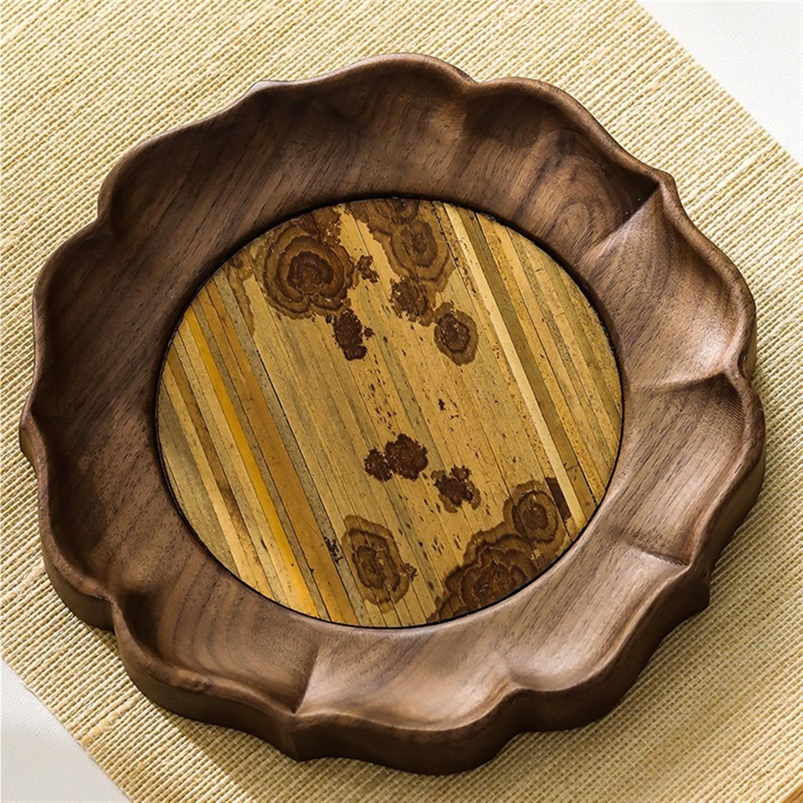 Plateau à Café de Table Plateau à collation en Bois Massif, Plateau à thé Chinois, Base de théière Domestique adaptée à la Cuisine, au café et au Bureau Plateau à thé de Bureau