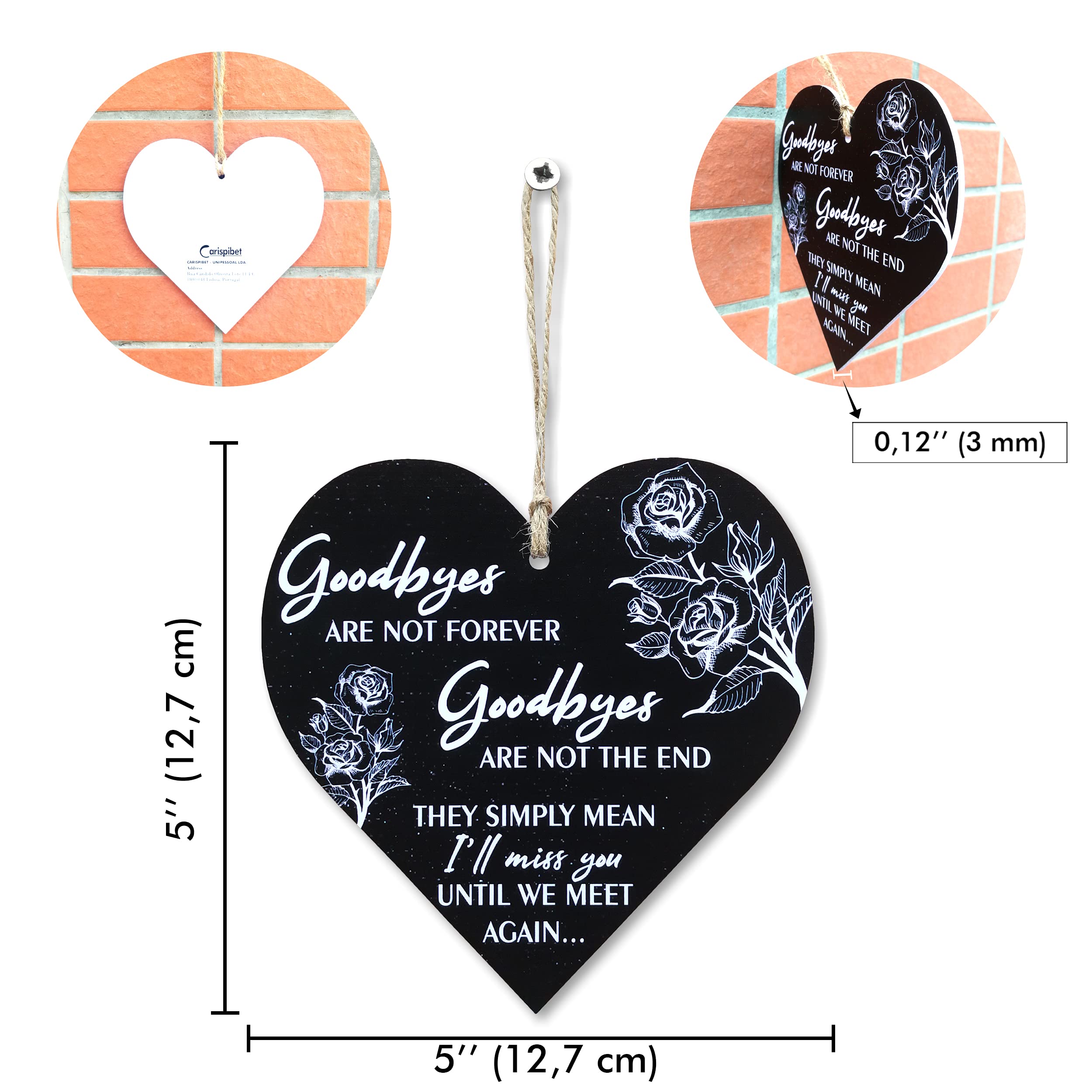 CARISPIBET Goodbyes are not forever Home signs house bereavement decorative sign sympathy for loss of loved ones with heartfelt message 5" x 5" - Image 2