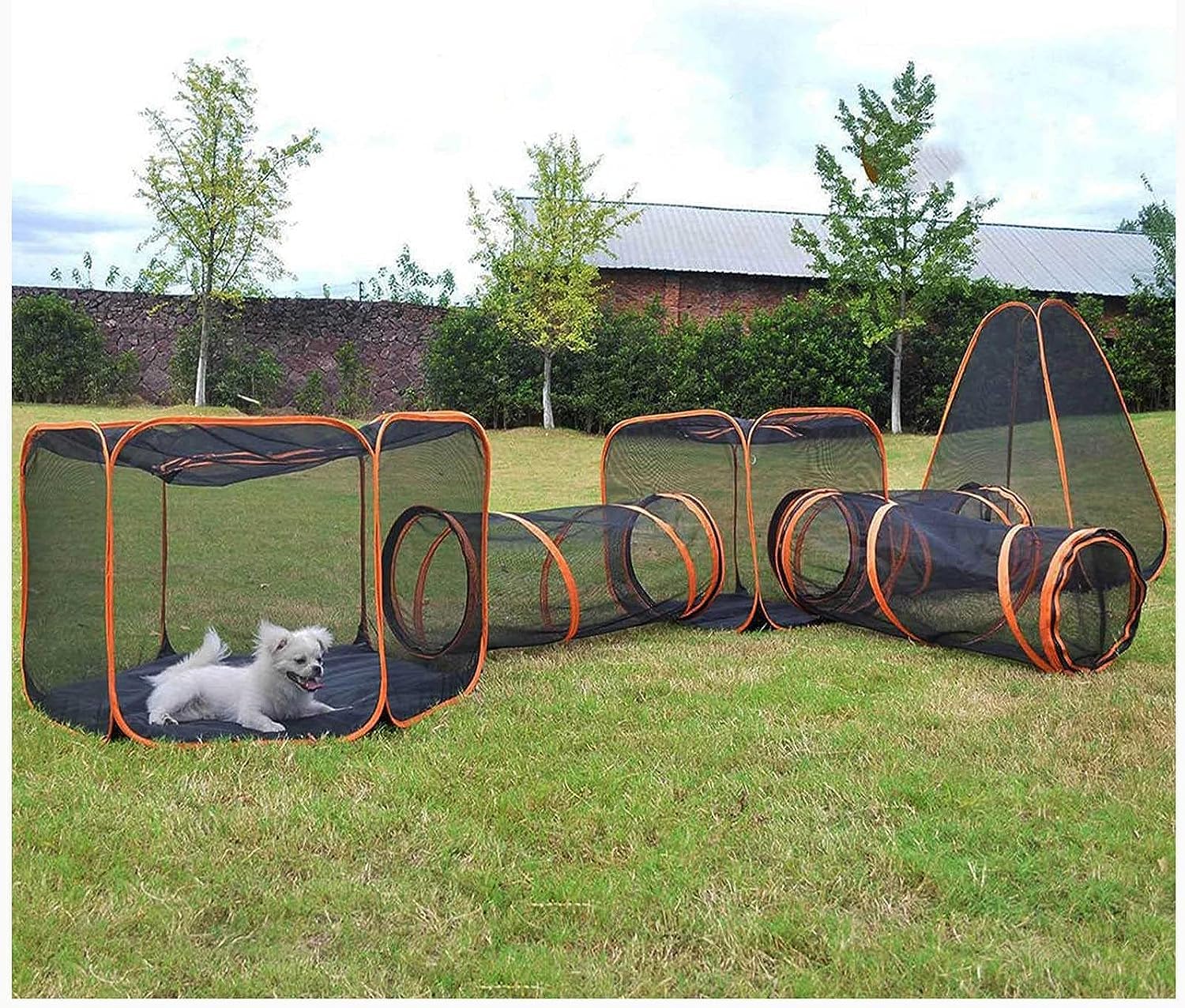 SHAIRMB Enclos Tente 6 En 1 Pour Chat - Parc Portatif Avec Tunnel Et Tentes De Jeu Pour Lapins Et Furets