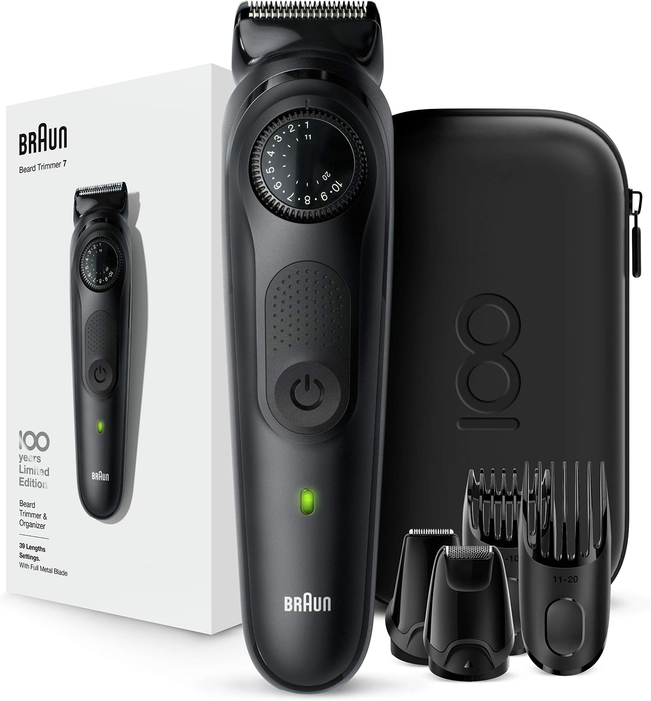 MBBT7, 100 Years Design Edition, Beard Trimmer. Sharp, Fast, Efficient Beard Trimmer and Hair Clipper. With 39 Length Setting Precision Trimming Dial