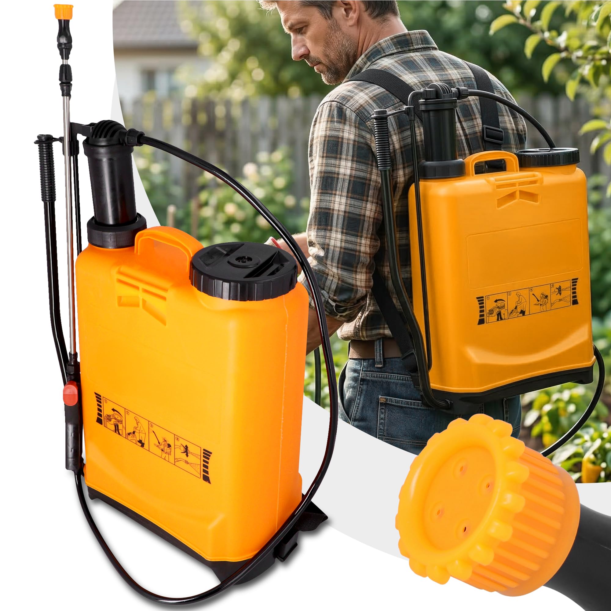 Instalguru Sulfatadora Mochila 16l Pulverizador Presión Manual Jardinería Fumigadora Huerto Herbicida Fertilizante Boquillas Regulables Tratamiento Plantas Diseño Ligero