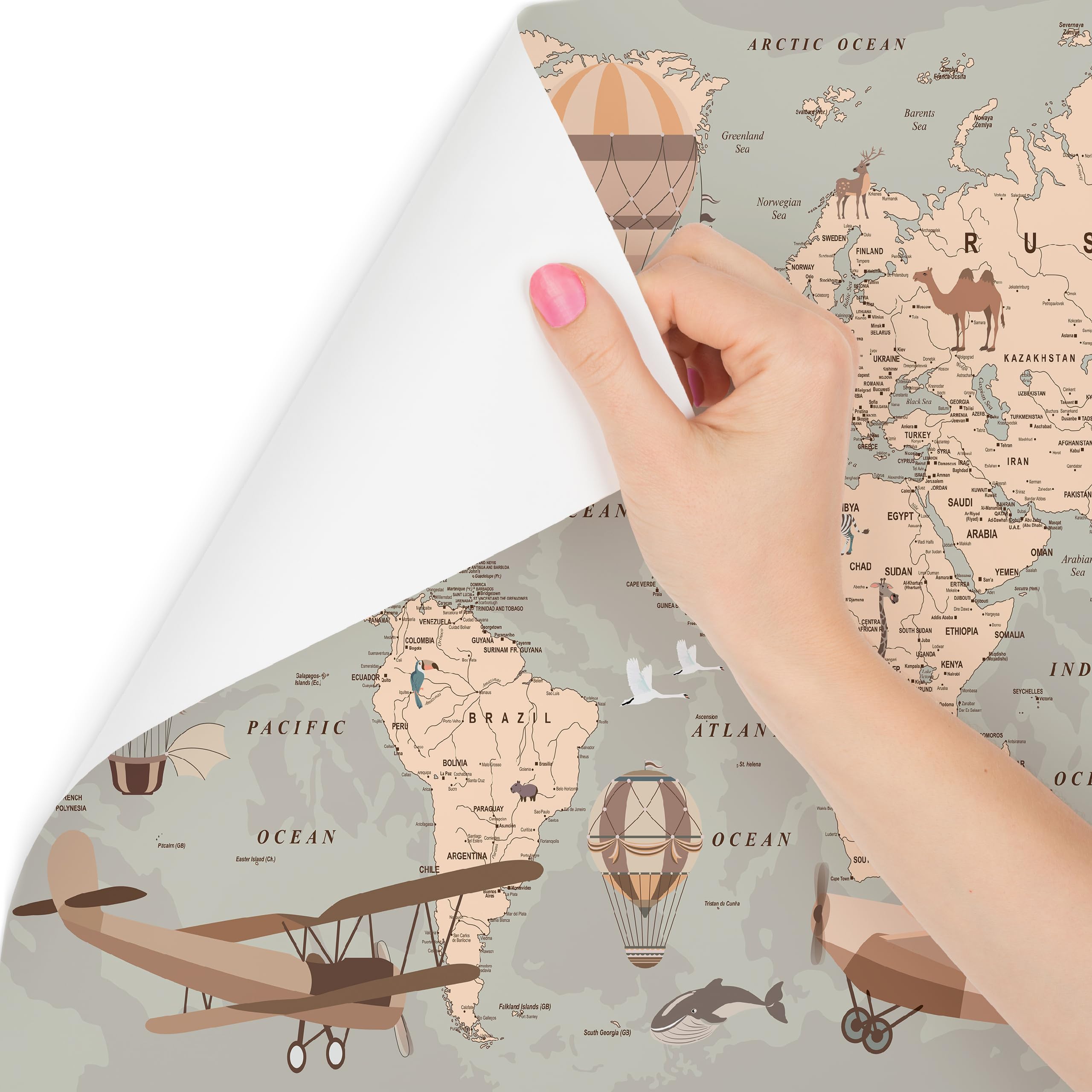Muralo Tapeta z włókniny 3D Mapa świata Erdkarte - 360x240 cm