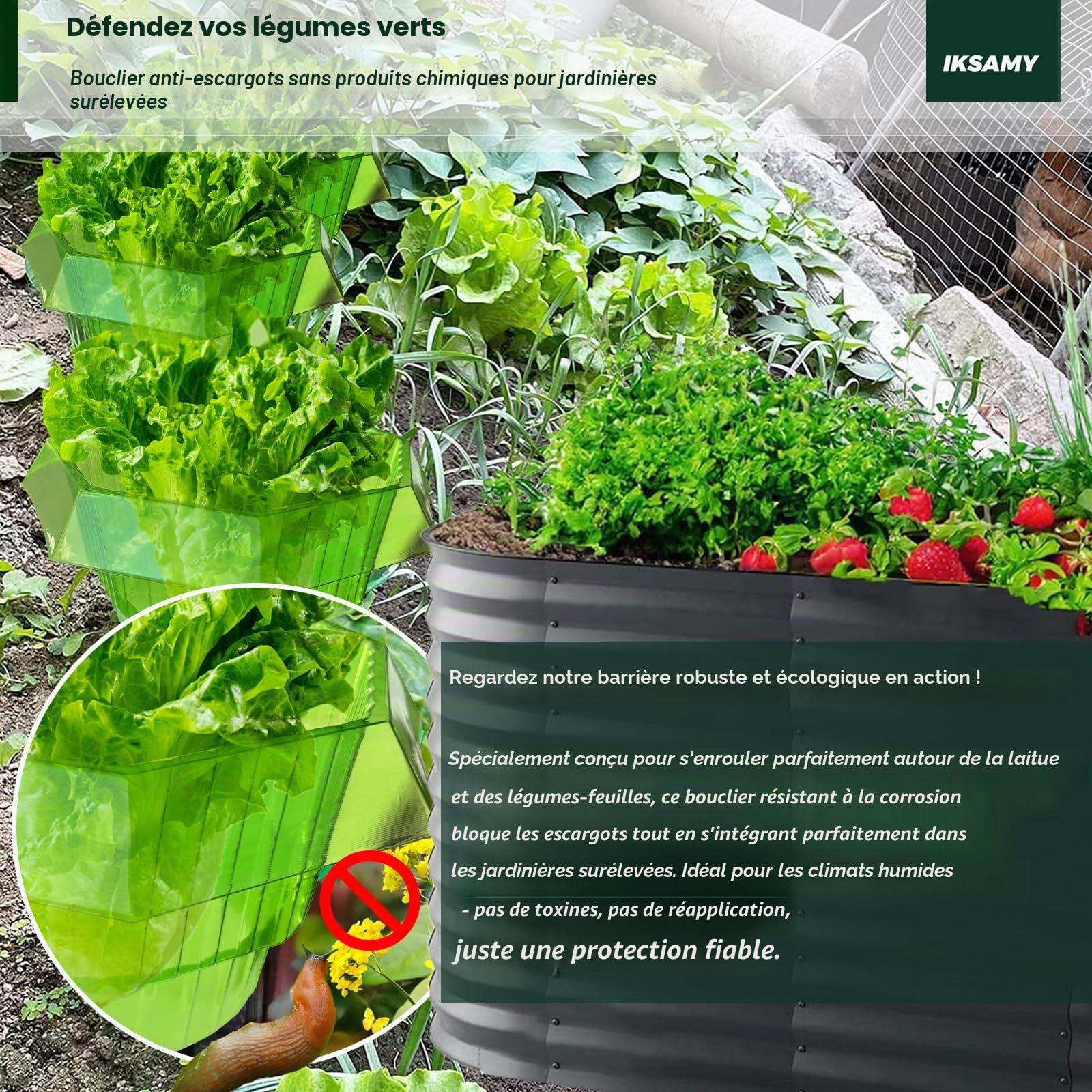 Lot de 20 Colliers Anti-limaces et escargots - Protection Contre Les escargots - sans Poison - en Plastique - pour Plantes et Jardin - Vert (Bord Anguleux)