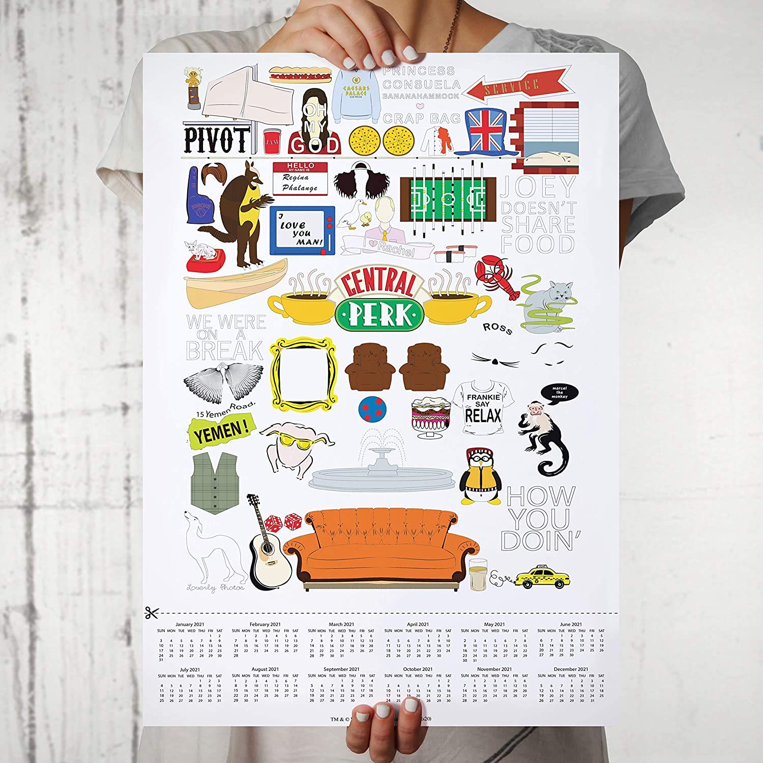 MC SID RAZZ- Friends Tv Series - Doodle Design Calendar Poster 2023 (A3, 12x18 inches) Official Licensed by Warner Bros, USA Best Gift for Friendship Day, Rakhi, Diwali & Christmas Day