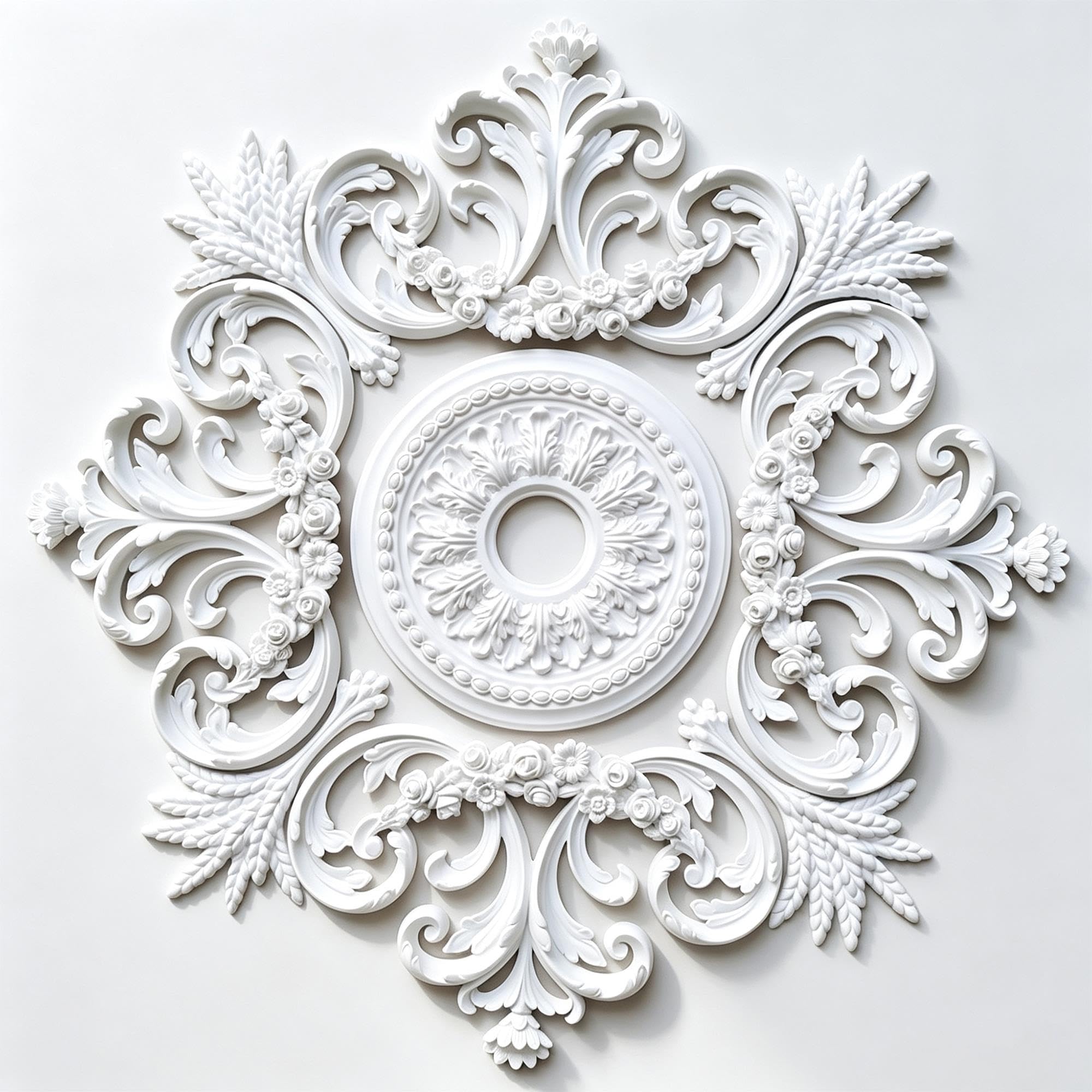 Rosone Soffitto Polistirolo Moderno Decorativo Bianco