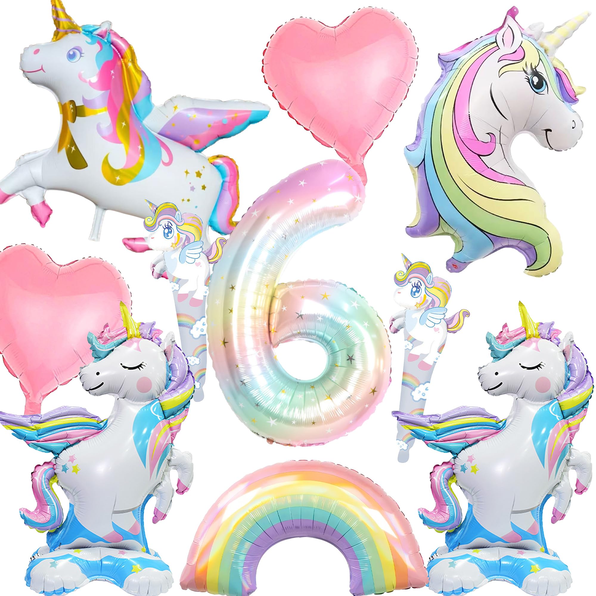 Unicorn 6th Birthday Balloons Decorations, Purple Pink