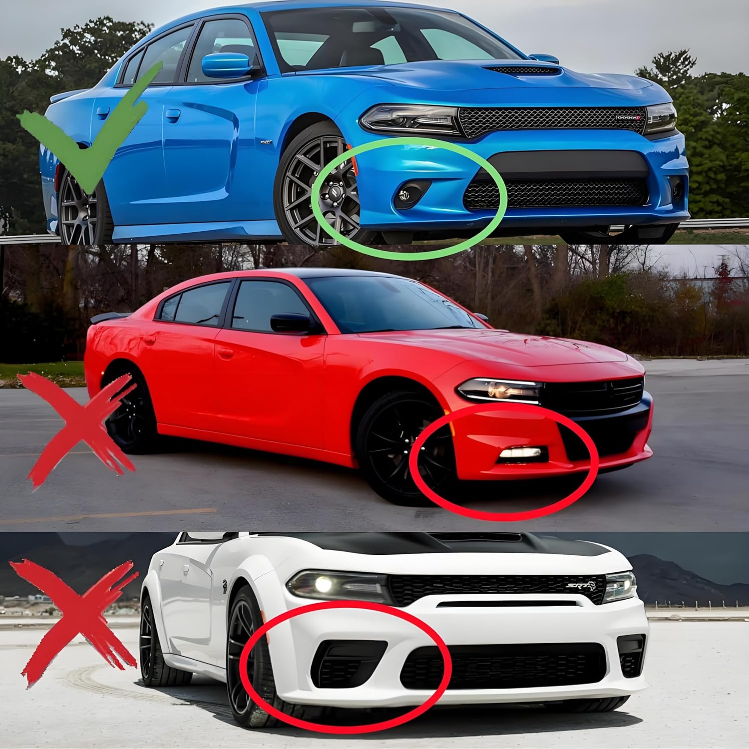 Front Bumper Lip Splitter Spoiler Fit for Dodge Charger SRT Hellcat/RT Scat Pack/Daytona/RT 392 2015-2023 Carbon Fiber Style Coating 4pcs Accessories Air Chin Body Kit