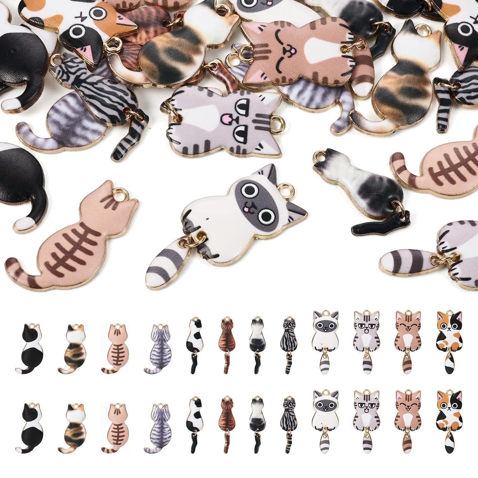 Spritewelry 24pcs 12 Styles Enamel Cat Charms Alloy Cute Animal Pendants Mini Pet Kitten Charms for Jewelry Making Supplies Accessories Necklace Bracelet Earring DIY Craft Women Beginners Adults — image 1