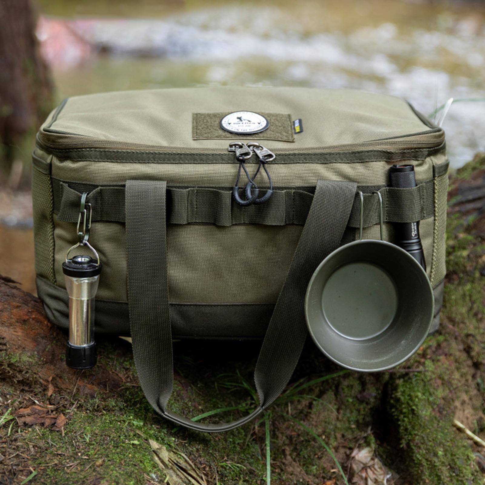 Camping-Kochgeschirr-Organizer, Mehrzweck-Tragetasche, Camping | Kochgeschirr-Organizer, wasserdicht, 600D-Oxford-Stoff, große Kapazität, Tasche mit Griff und Schultergurt, Reise-Organizer f