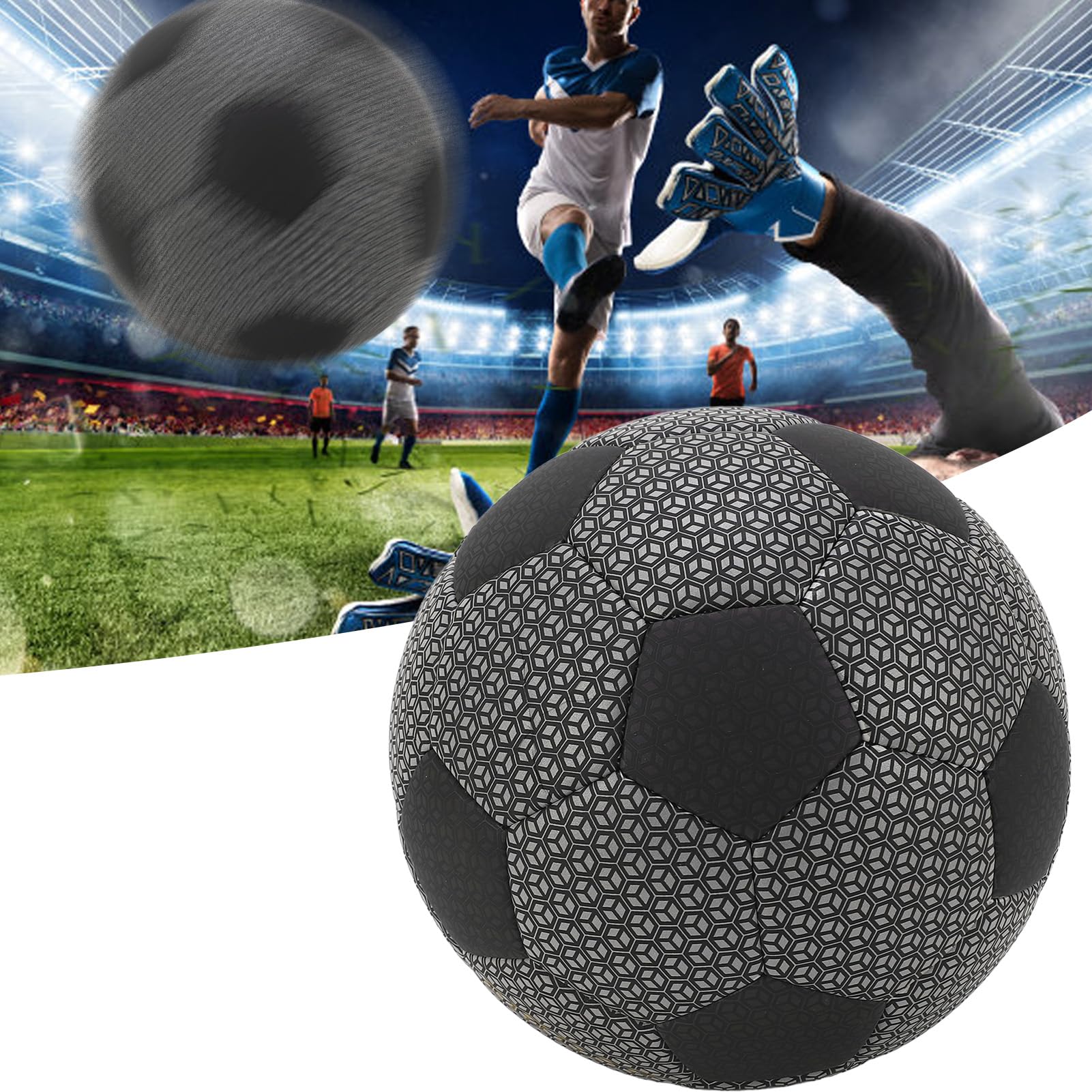 Pallone da calcio riflettente in pelle PU Durevole e resistente all'usura, per allenamenti scolastici indoor e outdoor