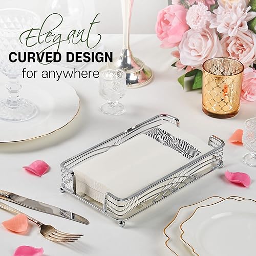 Miniatura 7 de LEVIMETREE Bandeja plateada para toallas de invitados para baño, organizador de servilletas de encimera para toallas de papel desechables, elegante