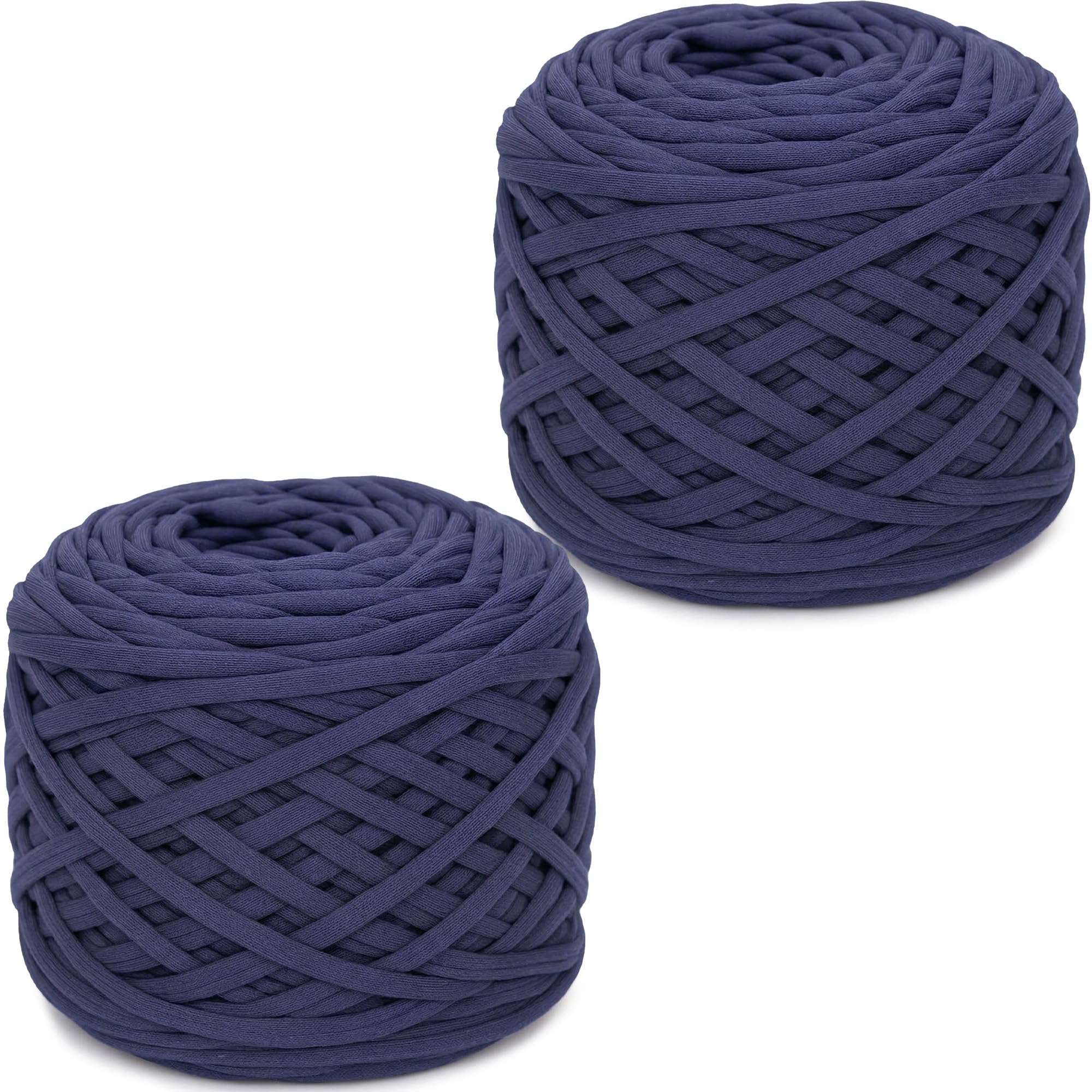 Xtrillogen 2 x 285g T Shirt Yarn,Chunky Yarn for Hand Knitting,Chunky Wool Knitting Kit,Tshirt Yarn for Crochet Wool Bags,Blankets,Baskets & DIY Home Decor (Navy Blue)