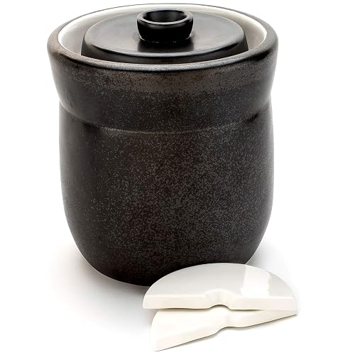 TOMO Fermentation Crock with Weights, 3L Stoneware Crock