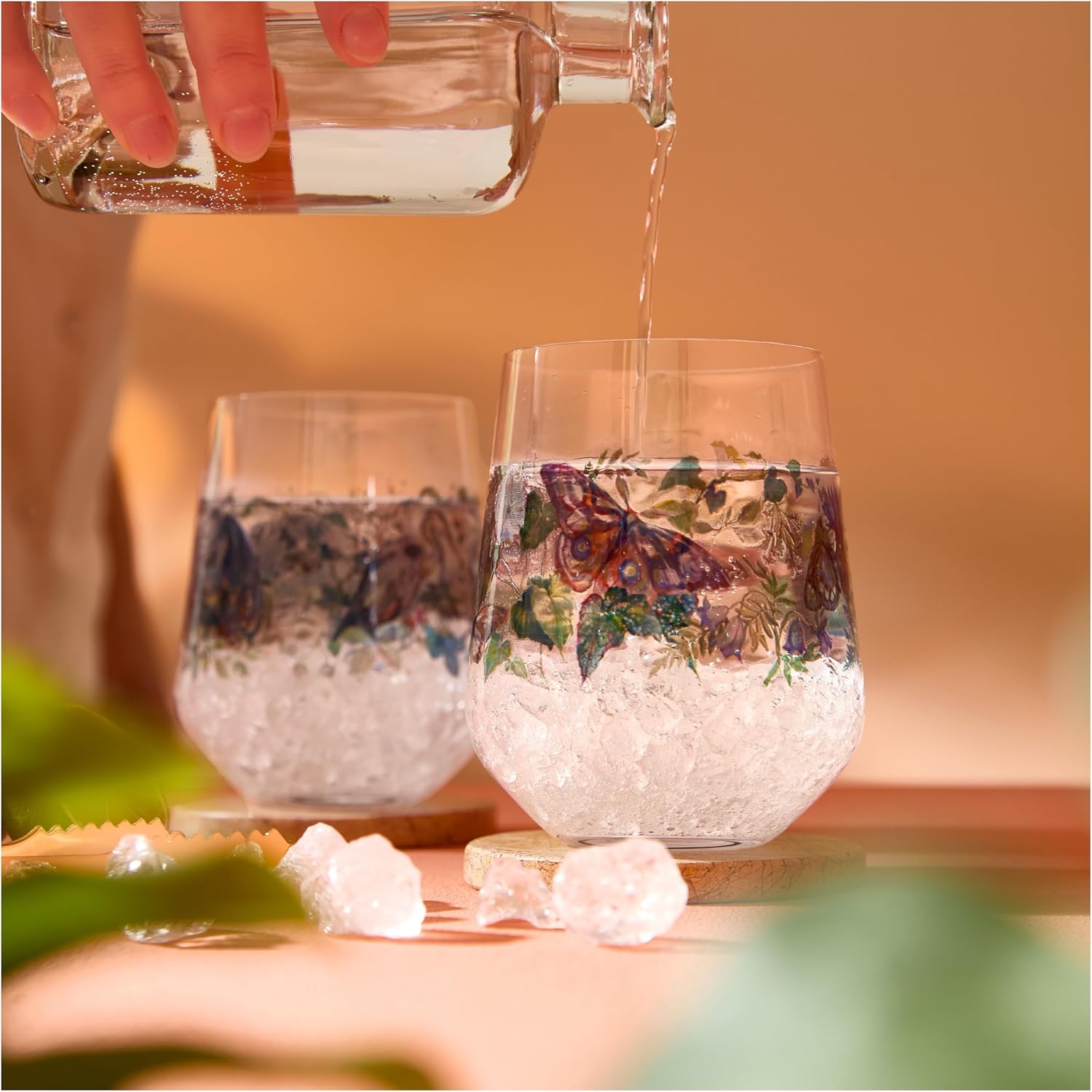 RITZENHOFF 3701004 Gin Glass 700 ml Set of 2 Shadow Fauna, Bird & Butterfly Motif, Made in Germany
