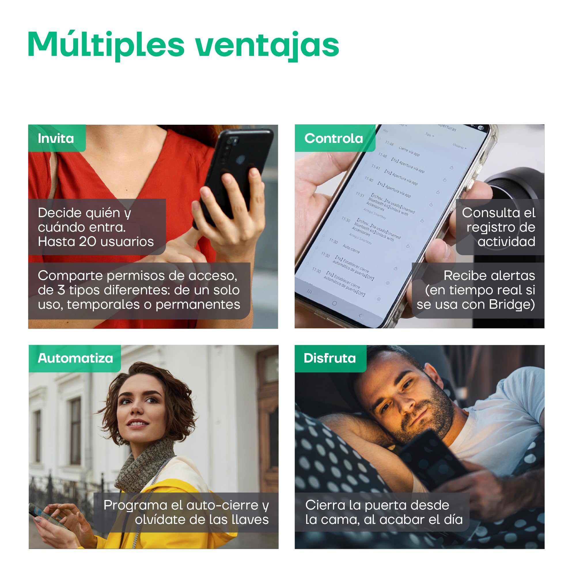 Arregui SPIN + BRIDGE – Cerradura Electrónica Inteligente con Apertura vía App, Mando y Keypad | Control desde Smartphone | Control Remoto Bridge Compatible Google y Alexa | Instalación sin Perforar
