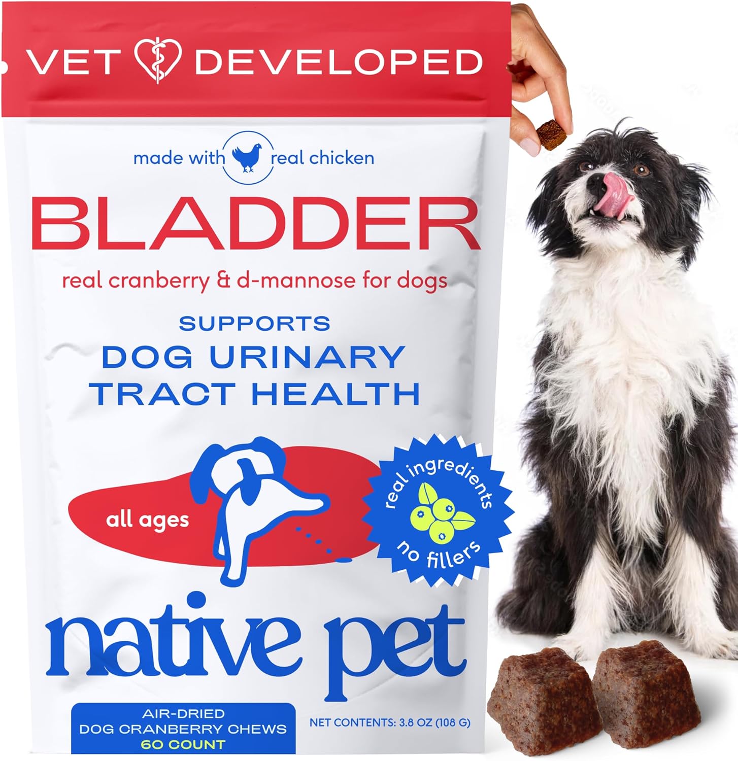Native Pet Dog UTI Treatment – Cranberry Supplement for Dogs Bladder Control & Kidney Support – Prevent Urinary Tract Infection and Urinary Incontinence – Made with Real Cranberry Extract – 60 Chews Native Pet Dog UTI Treatment – Cranberry Supplement for Dogs Bladder Control & Kidney Support – Prevent Urinary Tract Infection and Urinary Incontinence – Made with Real Cranberry Extract – 60 Chews