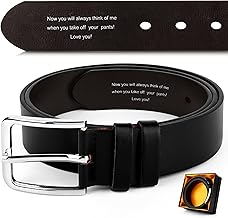 Merclix I Love You Gifts for Him Leather Belts for Men Husband Gifts from Wife Funny Gifts for Boyfriends Birthday Christmas Anniversary Valentines Day Gifts for Men