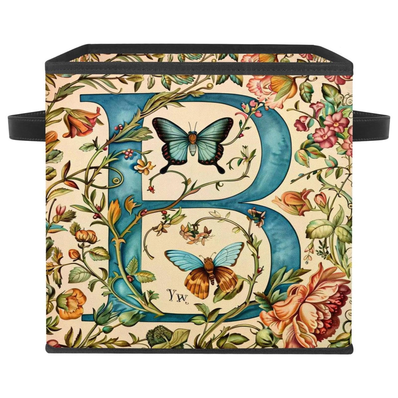 Boîte de rangement en tissu Oxford premium motif papillon B