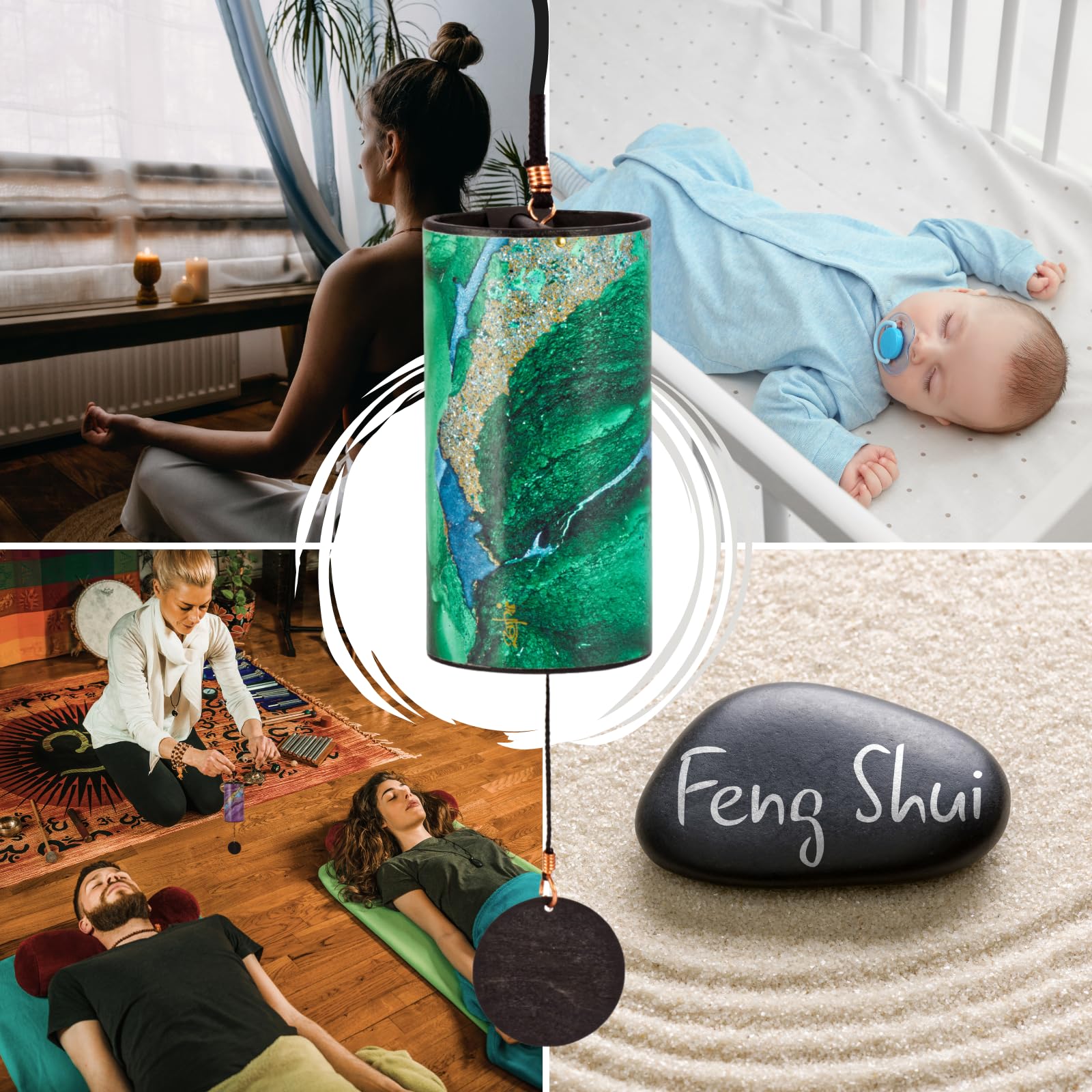 Zaphir Klangspiel Crystalide Frühling mit Geschenkverpackung | Windspiel Geschenk - Chimes für Yoga, Kinder und Meditation in Grün