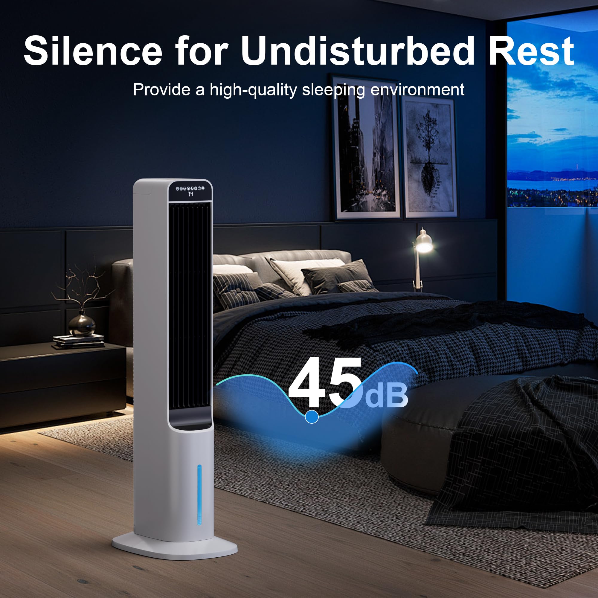 Windowless Portable Air Conditioner, 41 Inch Cooling Fans that Blow Cold Air, 3-in-1 Tower Fan with Remote, 3 Speeds, 120° Oscillation Swamp Cooler, 12H Timer Evaporative Cooler for Bedroom Indoor Use — view 7