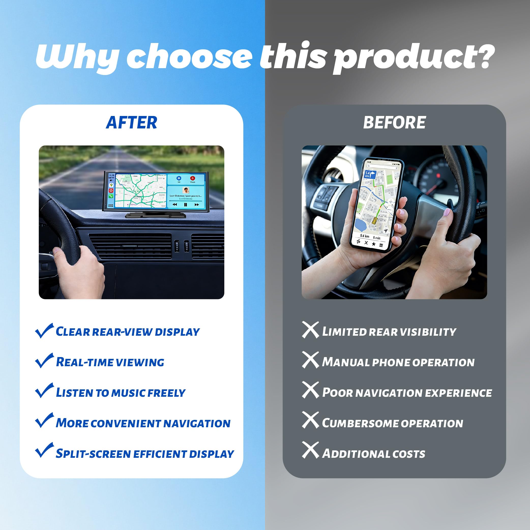 JUZELY Carplay Voiture pour Citroen AMI 2020-2023, CarPlay Voiture & Android Auto sans Fil,sans Fil avec Caméra de Recul 10.26" Écran Tactile