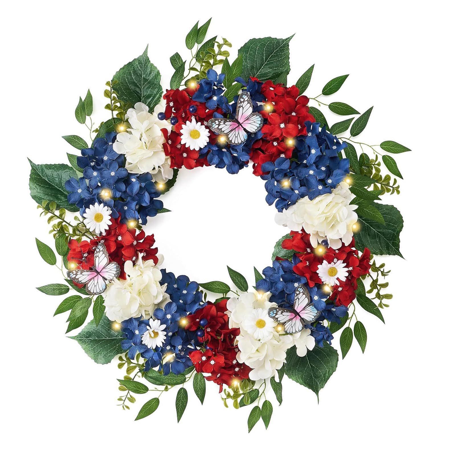 Tsophreniq Artificial Flower with Leaves Realistic Flower Wreath Wedding Decoration for Front Door Window Farmhouses Party Decoration Wreath