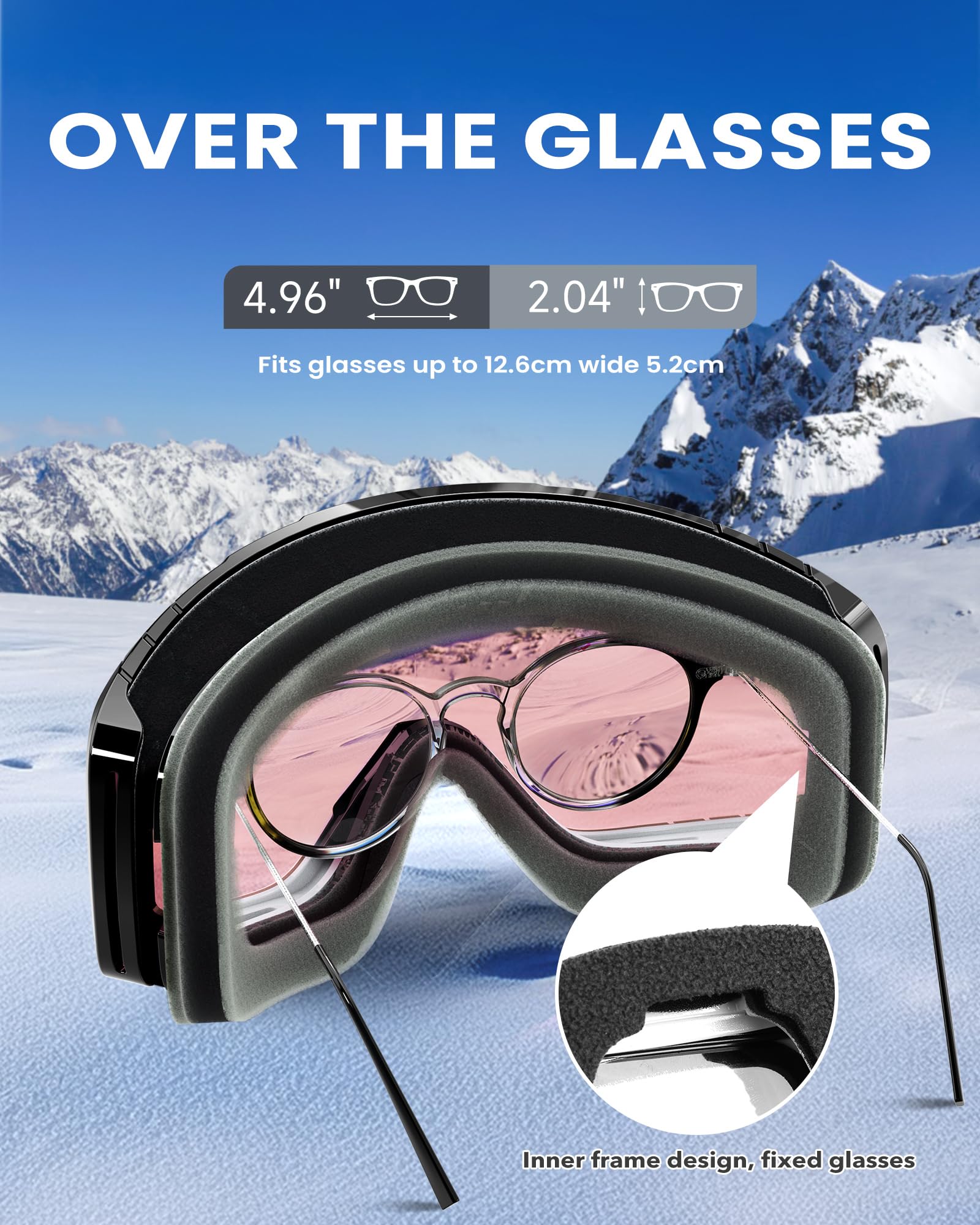 Findway Maschera da Sci, Occhiali da Sci per Uomo Donna Teenager OTG Maschere Sci, 100% Anti-UV Maschera Sci, Anti Nebbia, Adatto a Snowboard, Motocross e Altri Sport Invernali