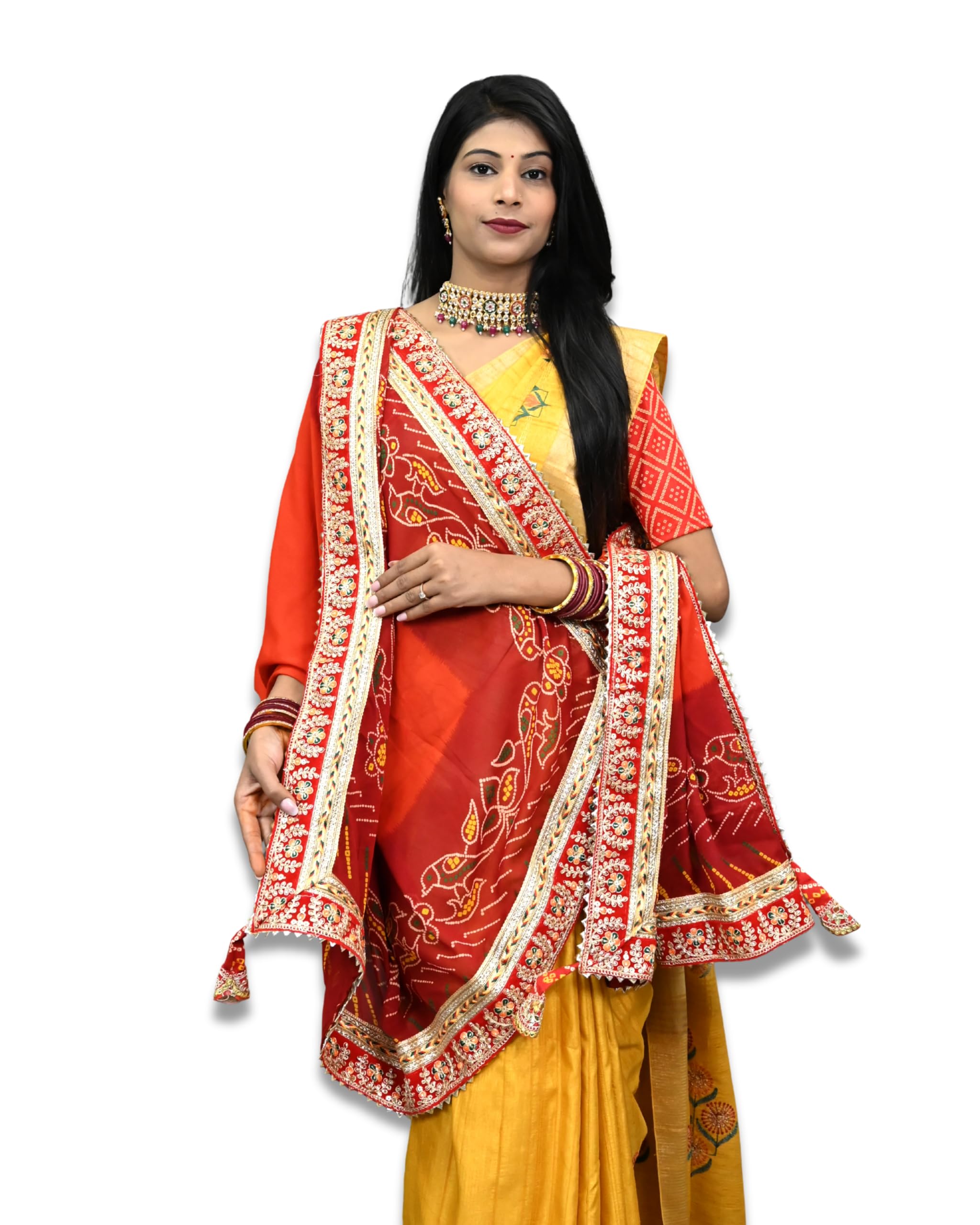 Rajasthani Marwari Chunri, Piliya and Pomcha Odhna-image-49