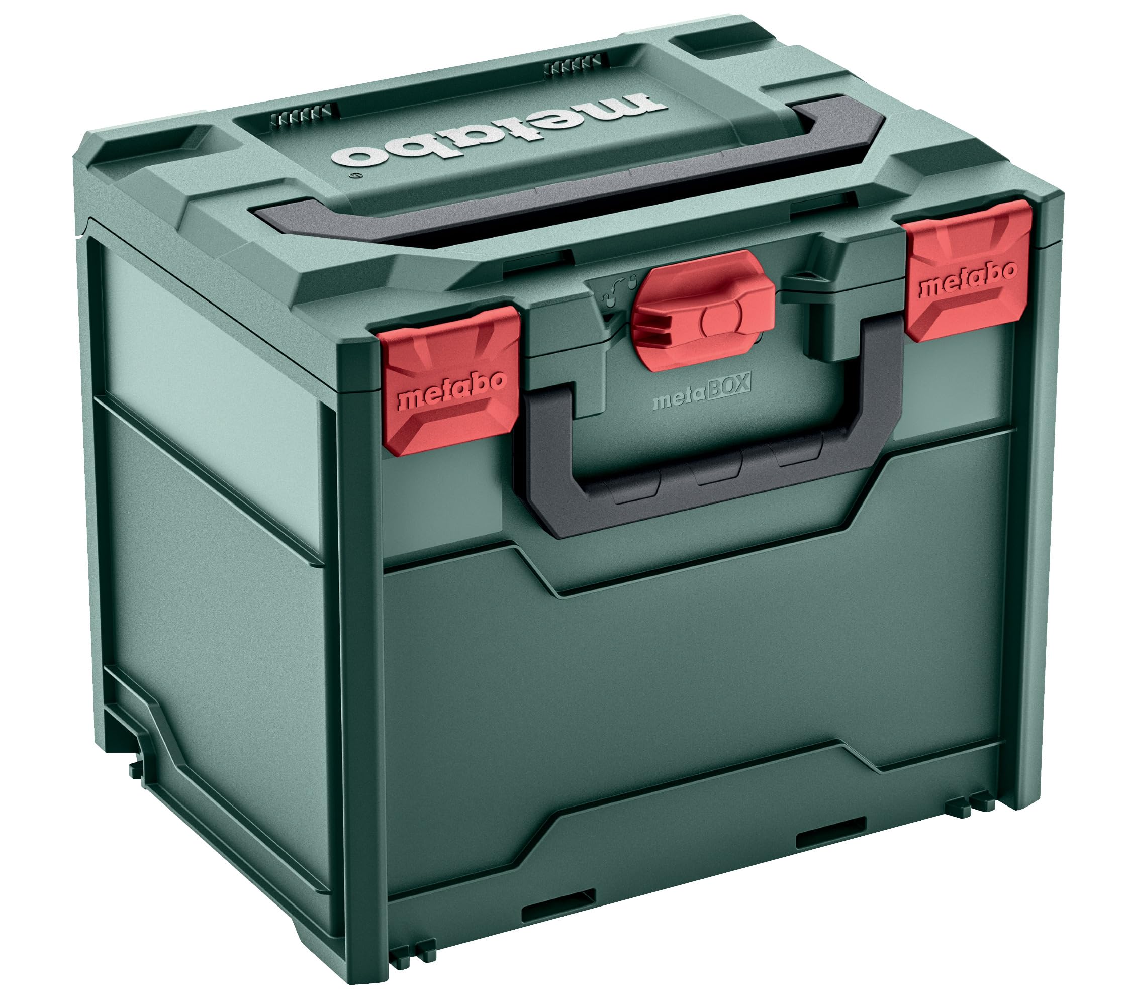 Metabo metaBOX 340, empty (626888000). Dimensions: 396 x 296 x 340 mm. Case volume: 31 l. Maximum load: 125 kg
