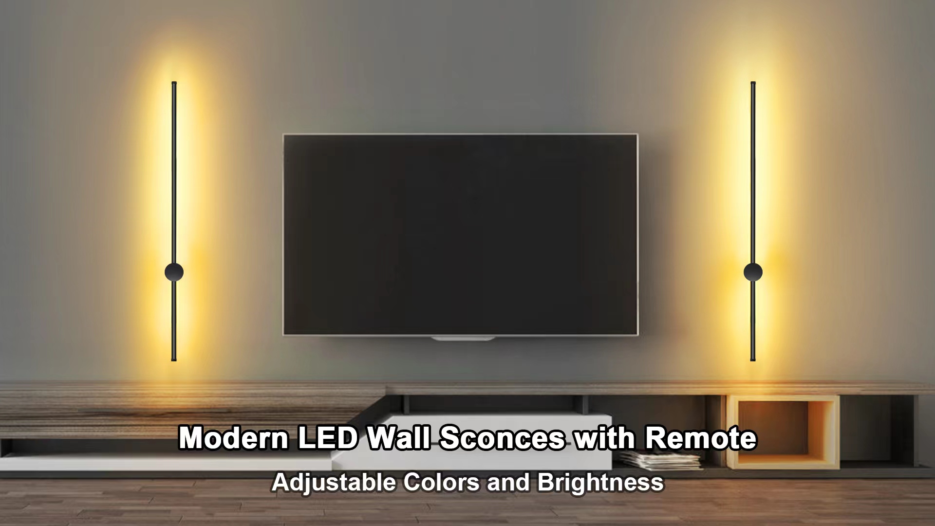 Image of GOODATE Wall Sconces Set of Two with Remote, Stepless Colors 3000K-6500K & Stepless Dimming, Hardwire or Plug-in, 180 Rotate, LED Black Plug in Wall Sconces with Timer & Night Light, 39.4 Inches