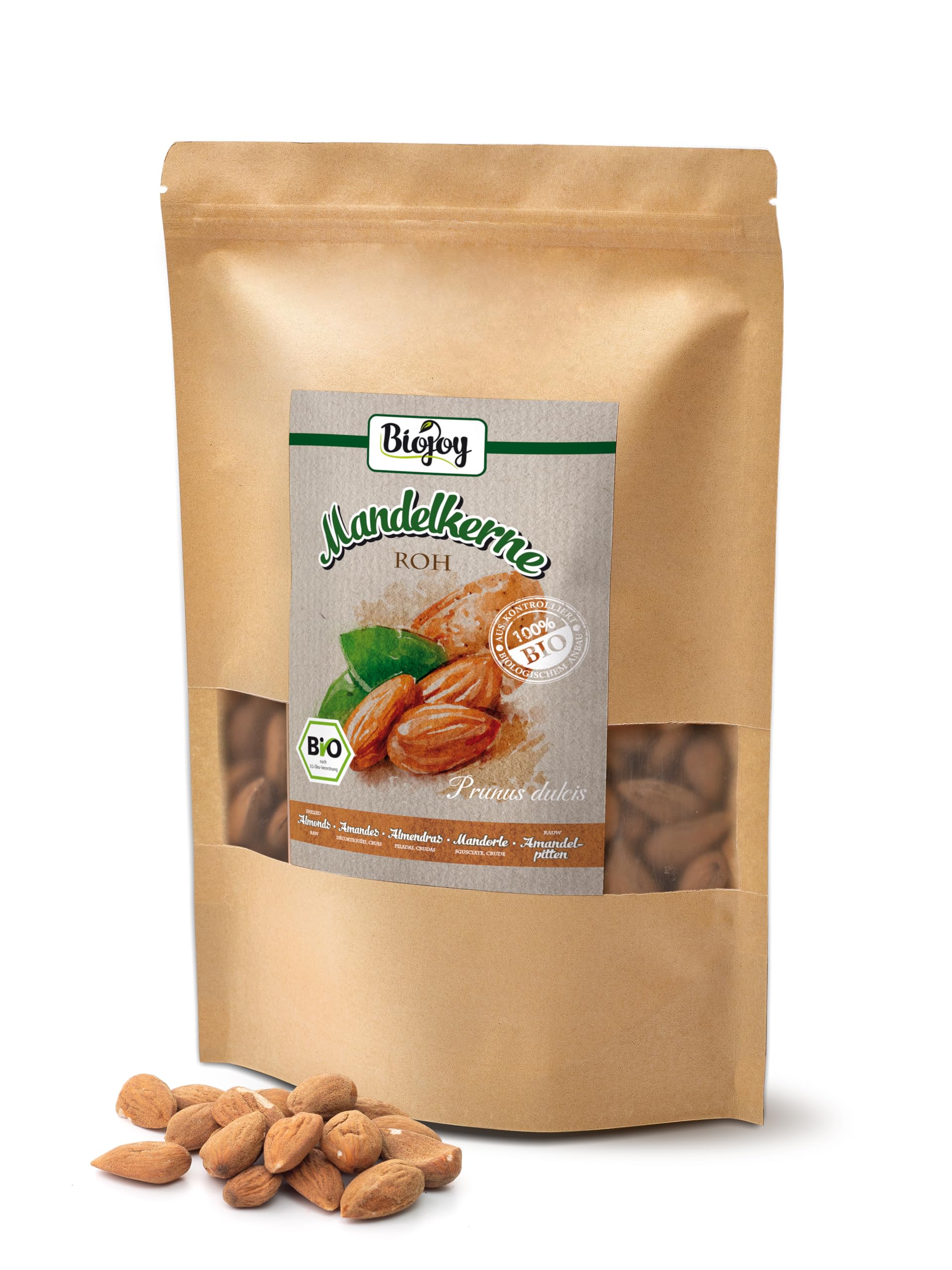 Biojoy Amandes décortiquées BIO (1 kg), entières et non salées