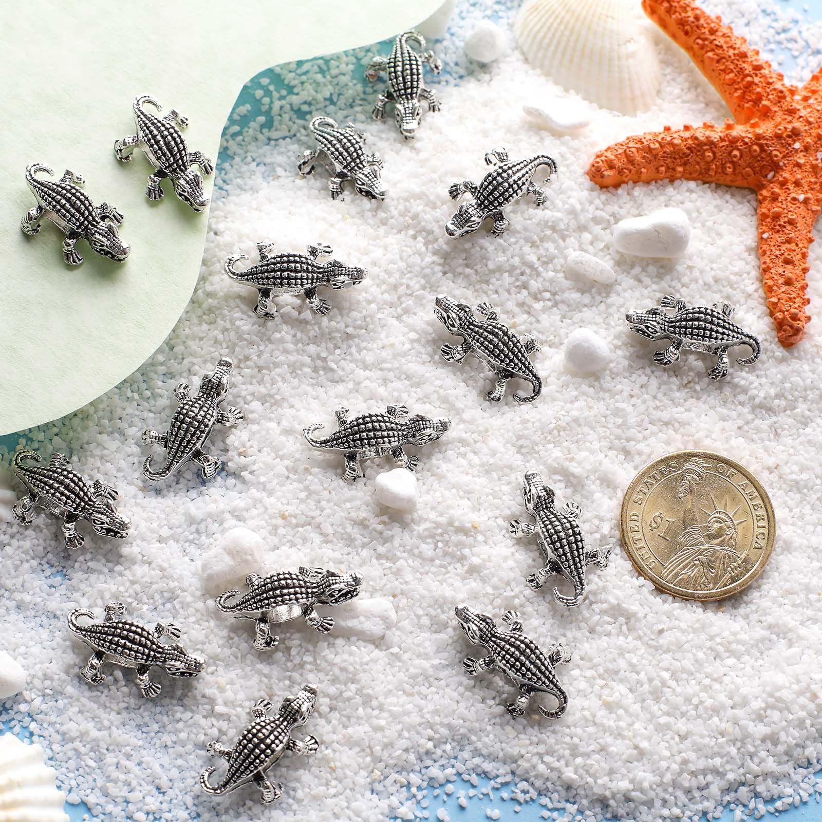 SUNNYCLUE Animal Spacer Beads - 30PCS Alligator Crocodile Charms For Jewelry Making