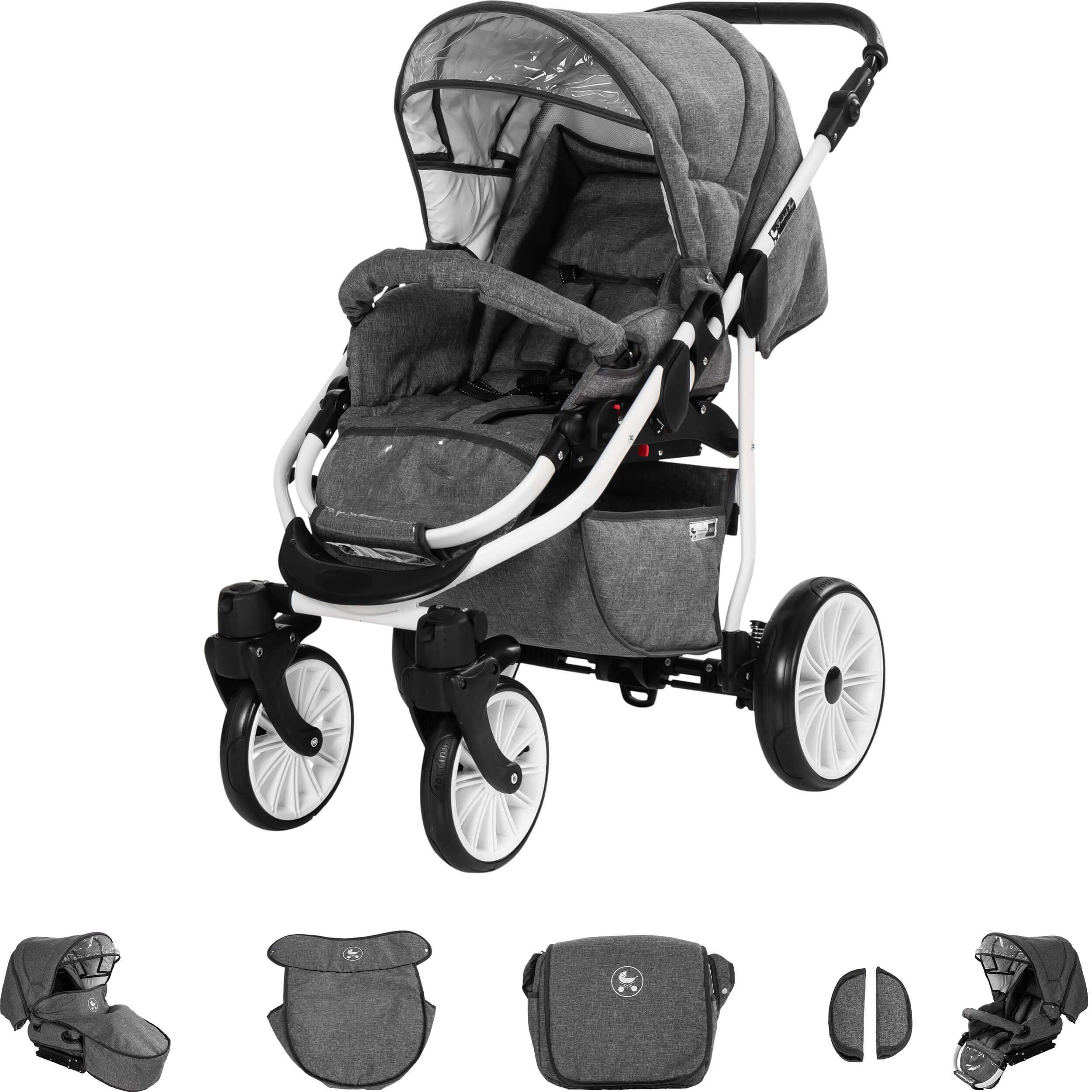 Friedrich Hugo PCS_BERLIN-2IN1-AIR-GW-01 Friedrich Hugo Berlin, 2 in 1  Kombi Kinderwagen, Luftreifen, grau : Amazon.de: Baby