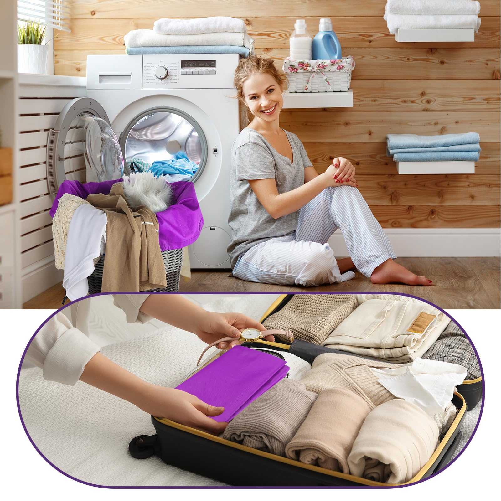 Woanger 12 bolsas de lavandería extragrandes de 28 x 45 pulgadas, bolsa organizadora de lavandería de viaje a granel con cordón, cesta lavable y resistente para campamento, hogar, universidad,