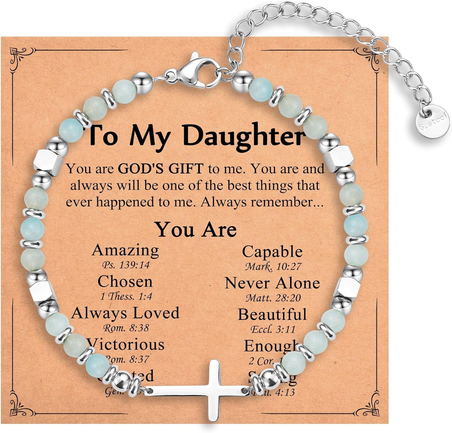 Religious Cross Bracelet for Women Girls, Christian Gifts for Daughter Granddaughter Sister in Christ Friend Niece on Birthday Christmas Easter Valentines Day Graduation