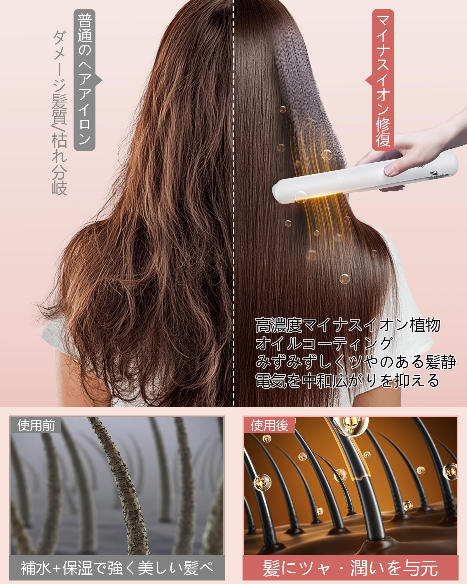 Amazon.co.jp: ヘアアイロン コードレス ストレートアイロン 4段階温度