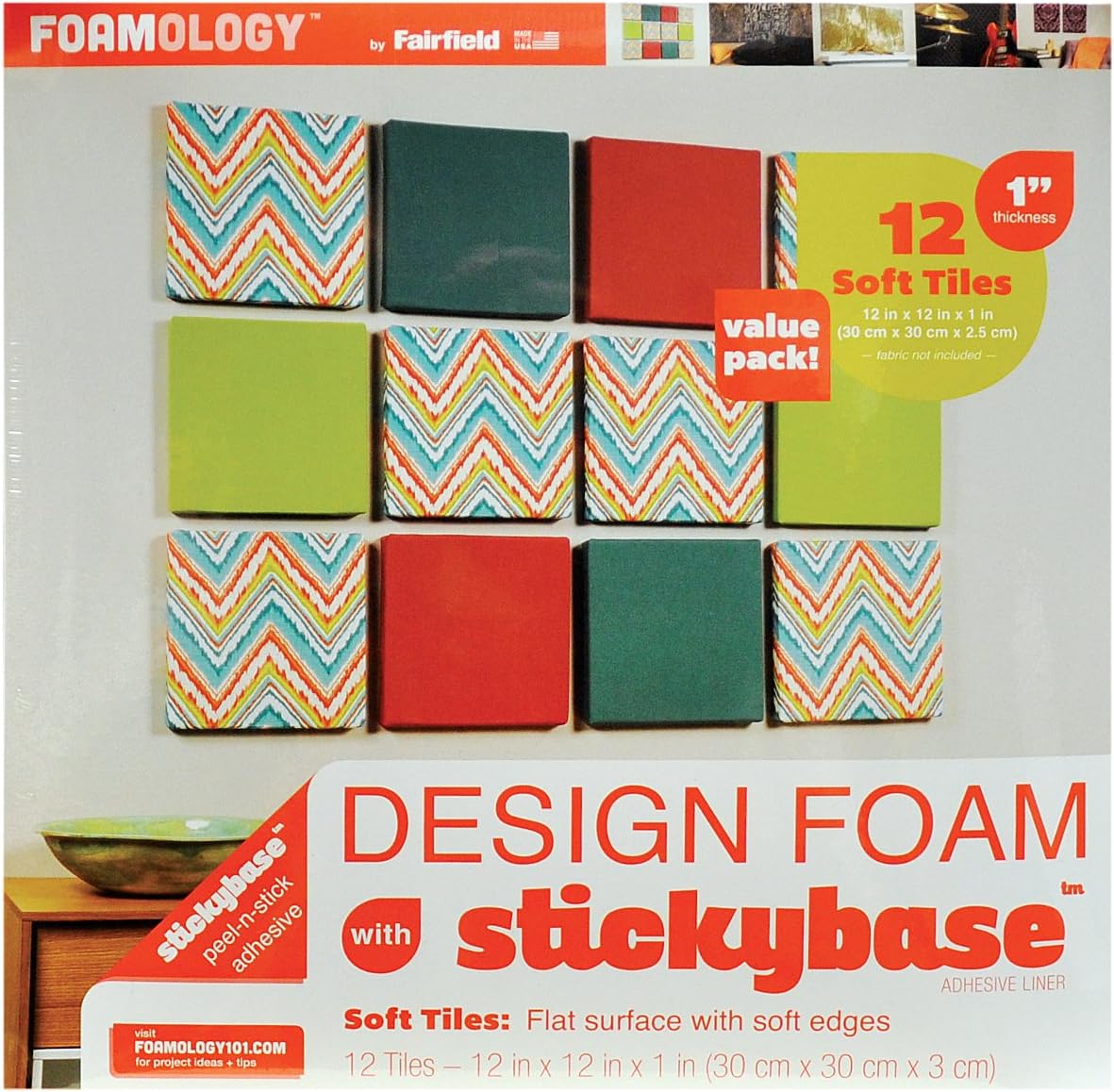 Foamology 12-Piece Design Foam Tile, 12 by 12 by 1-Inch
